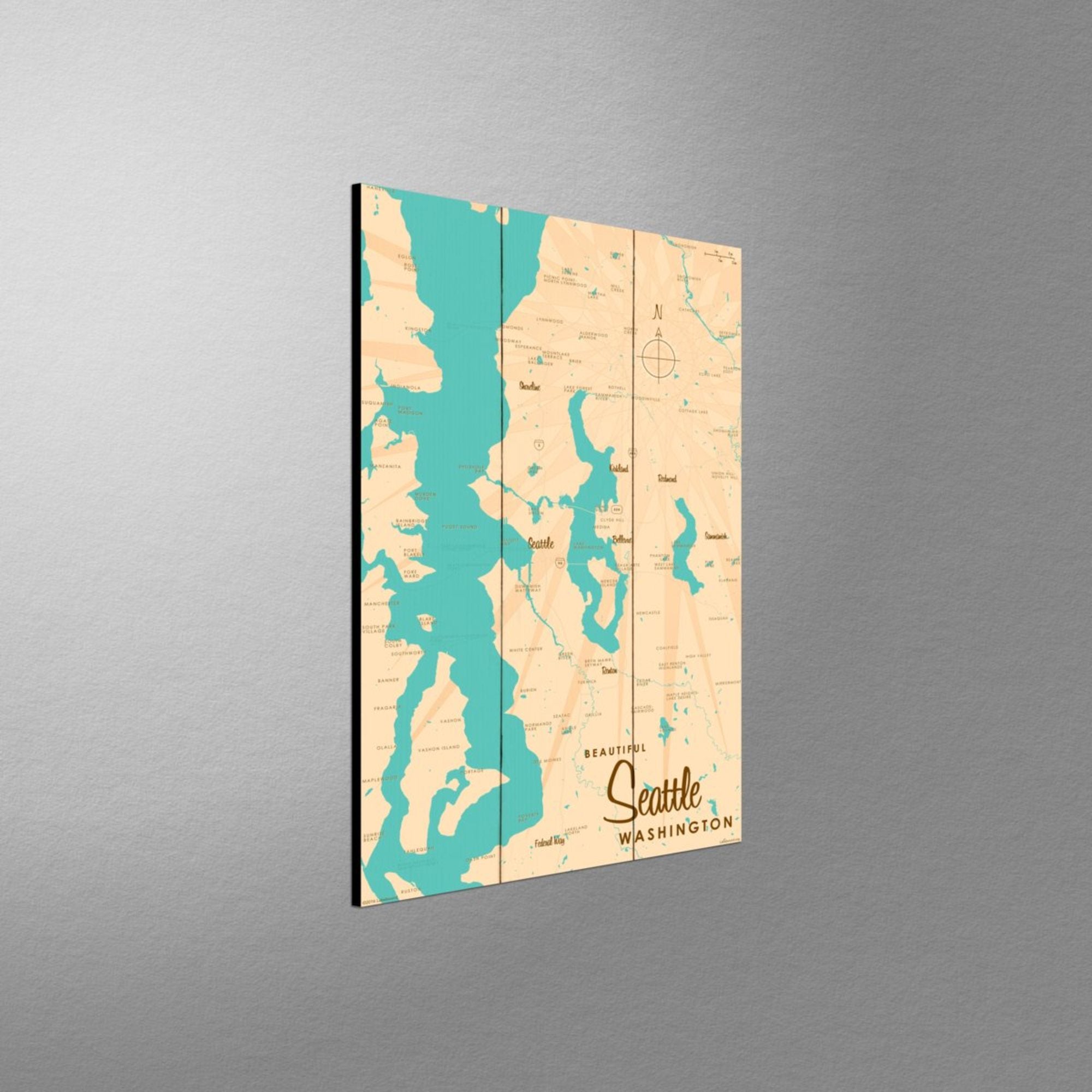 Seattle Washington, Wood Sign Map Art