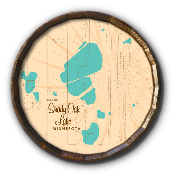 Shady Oak Lake Minnesota, Rustic Barrel End Map Art