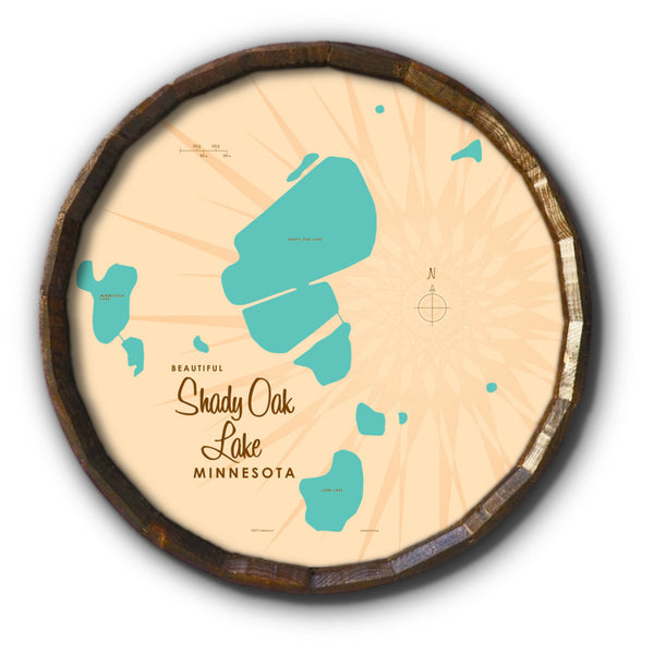 Shady Oak Lake Minnesota, Barrel End Map Art