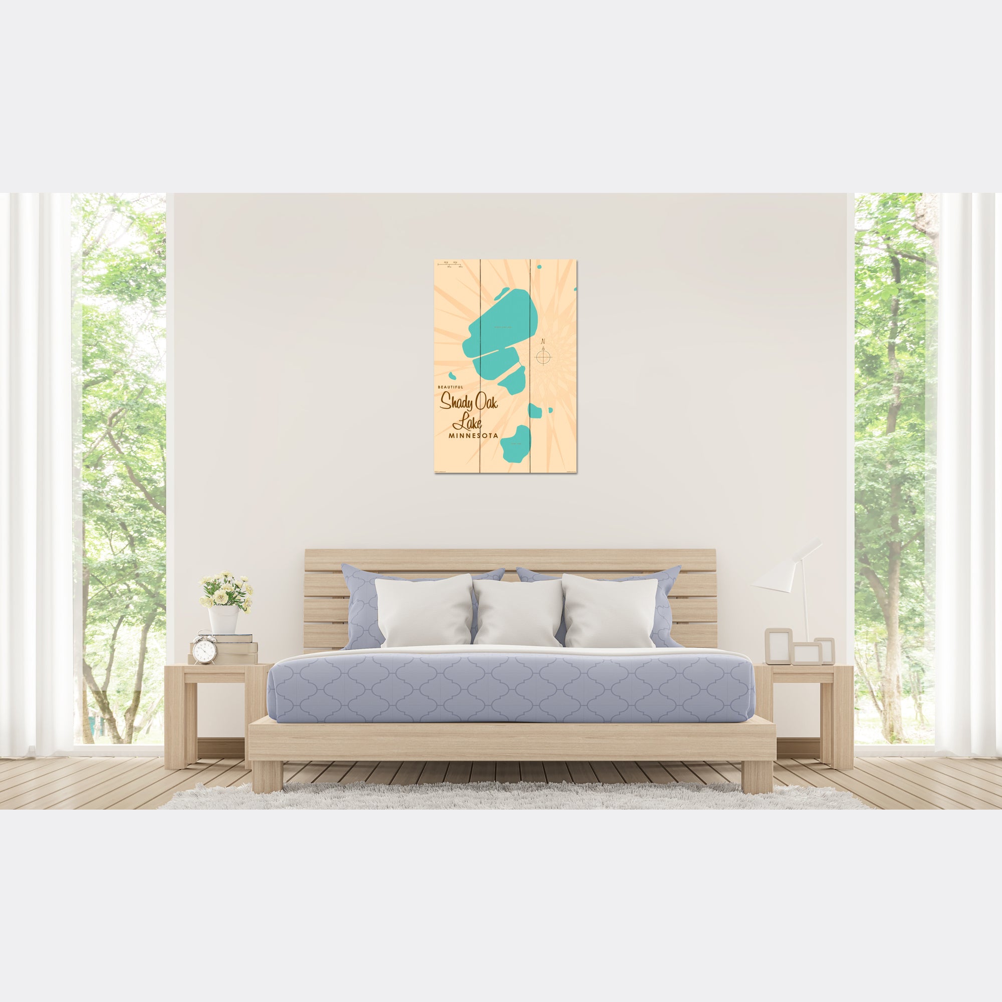 Shady Oak Lake Minnesota, Wood Sign Map Art