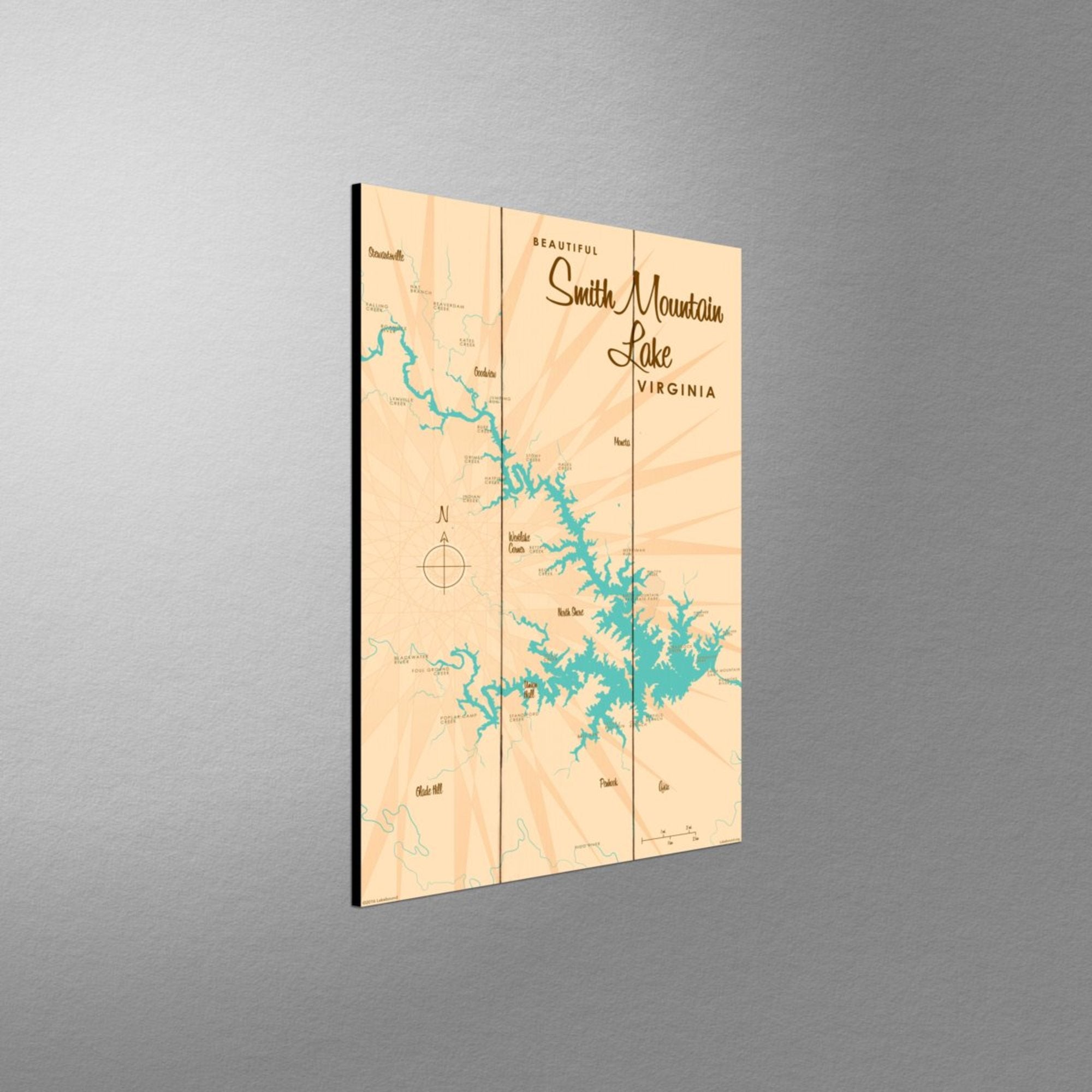 Smith Mountain Lake Virginia, Wood Sign Map Art