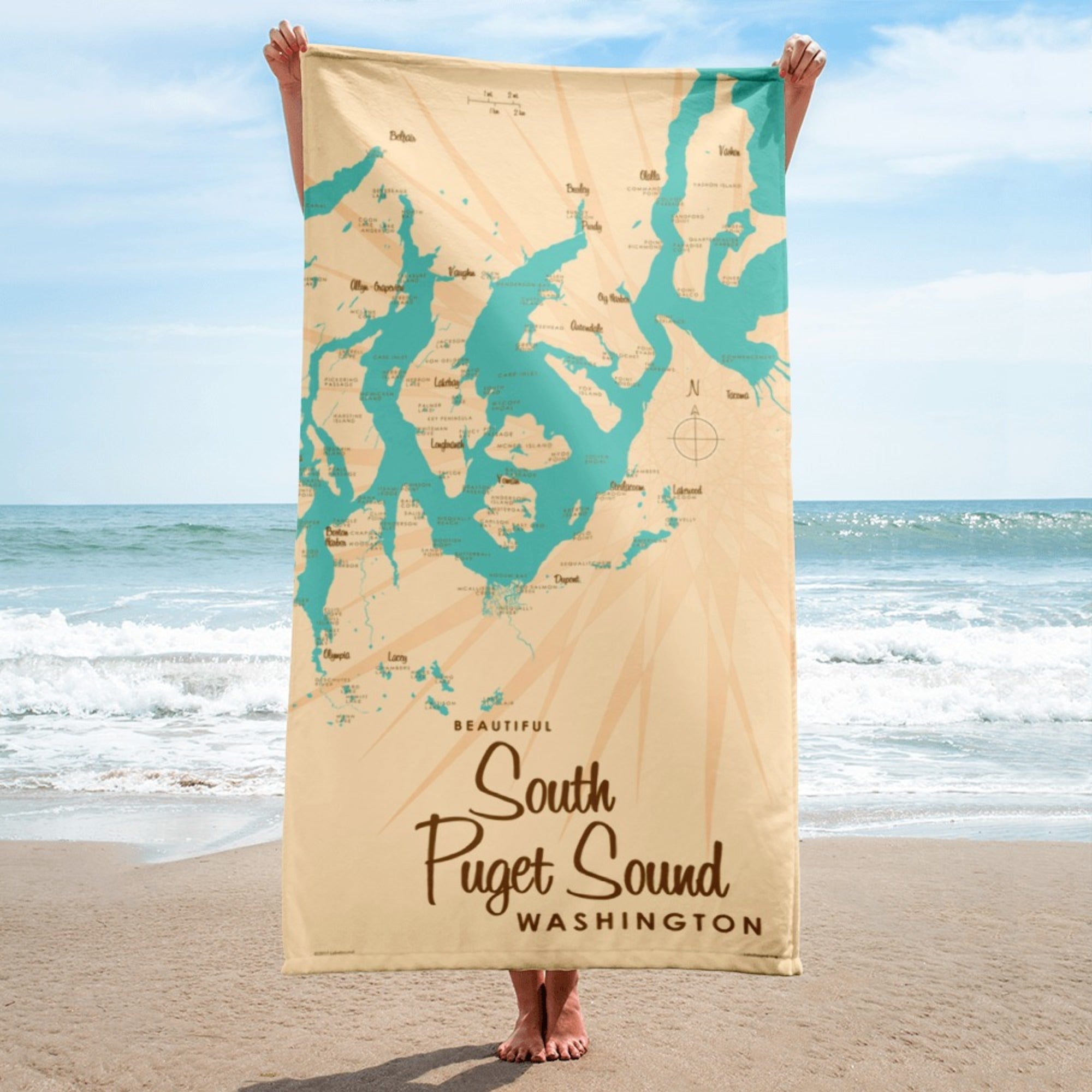 South Puget Sound Washington Beach Towel