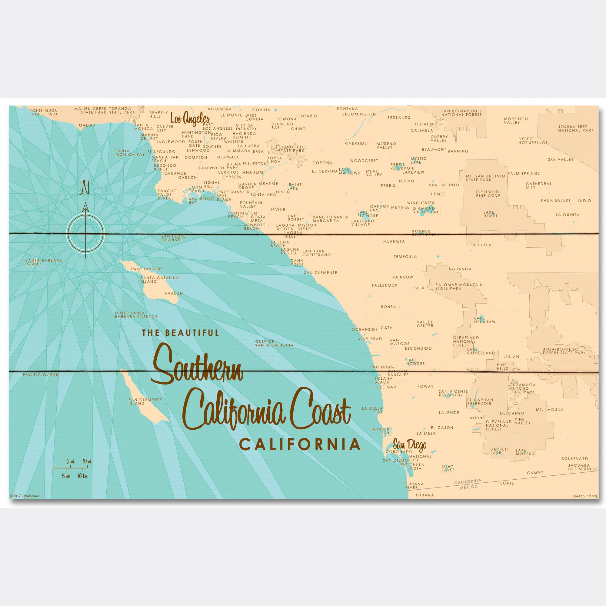 Southern CA Coast, Wood Sign Map Art
