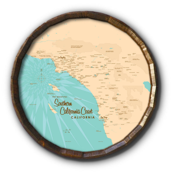 Southern CA Coast, Barrel End Map Art
