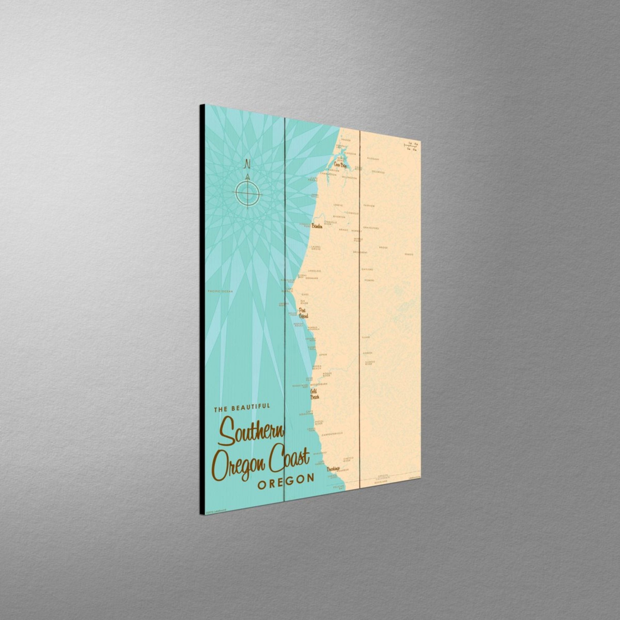 Southern Oregon Coast Oregon, Wood Sign Map Art