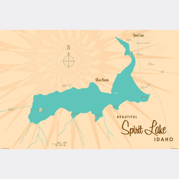 Spirit Lake Idaho, Metal Sign Map Art