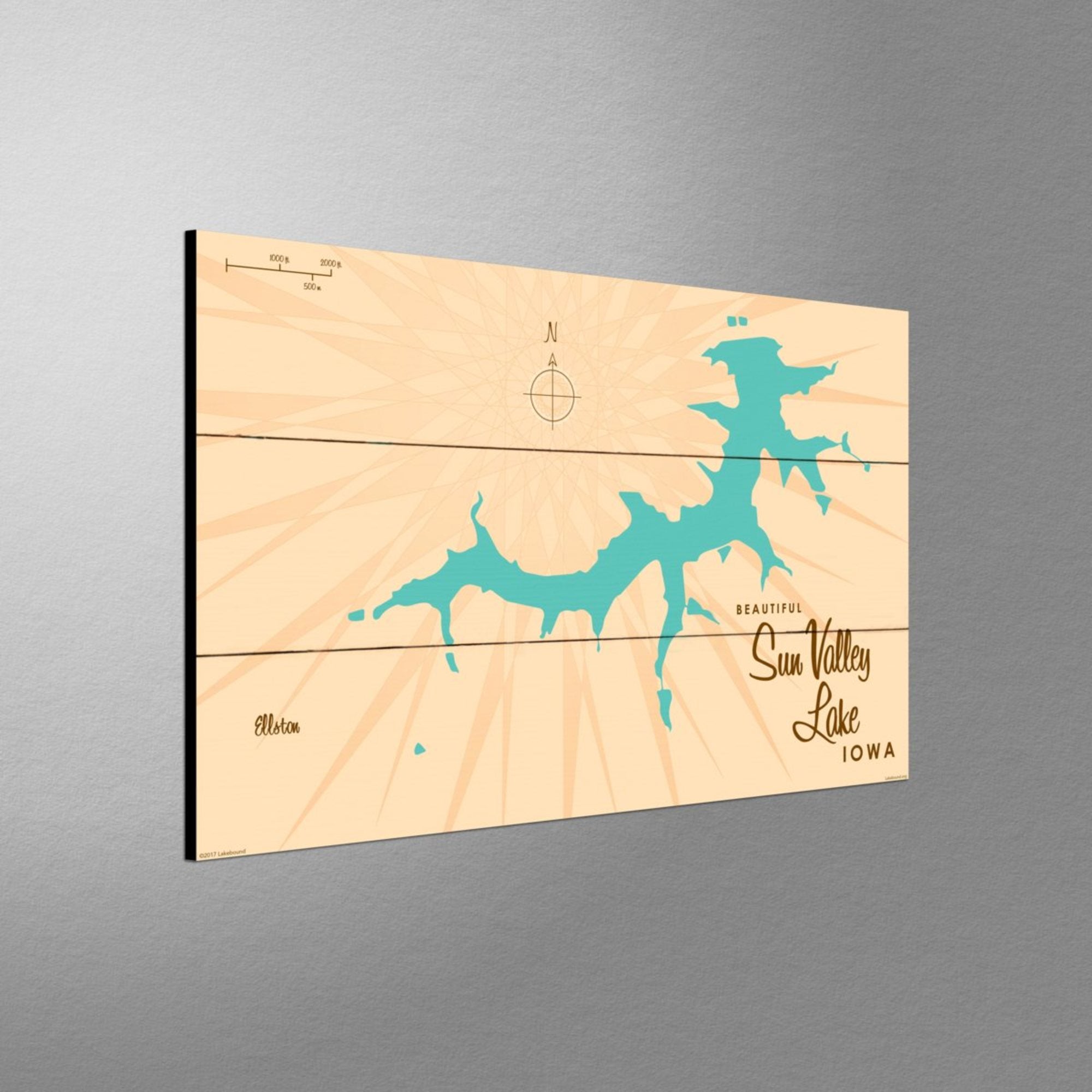 Sun Valley Lake Iowa, Wood Sign Map Art