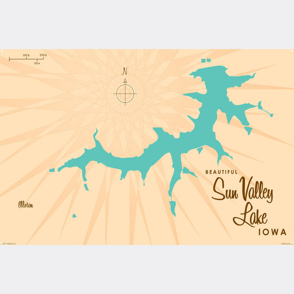 Sun Valley Lake Iowa, Metal Sign Map Art