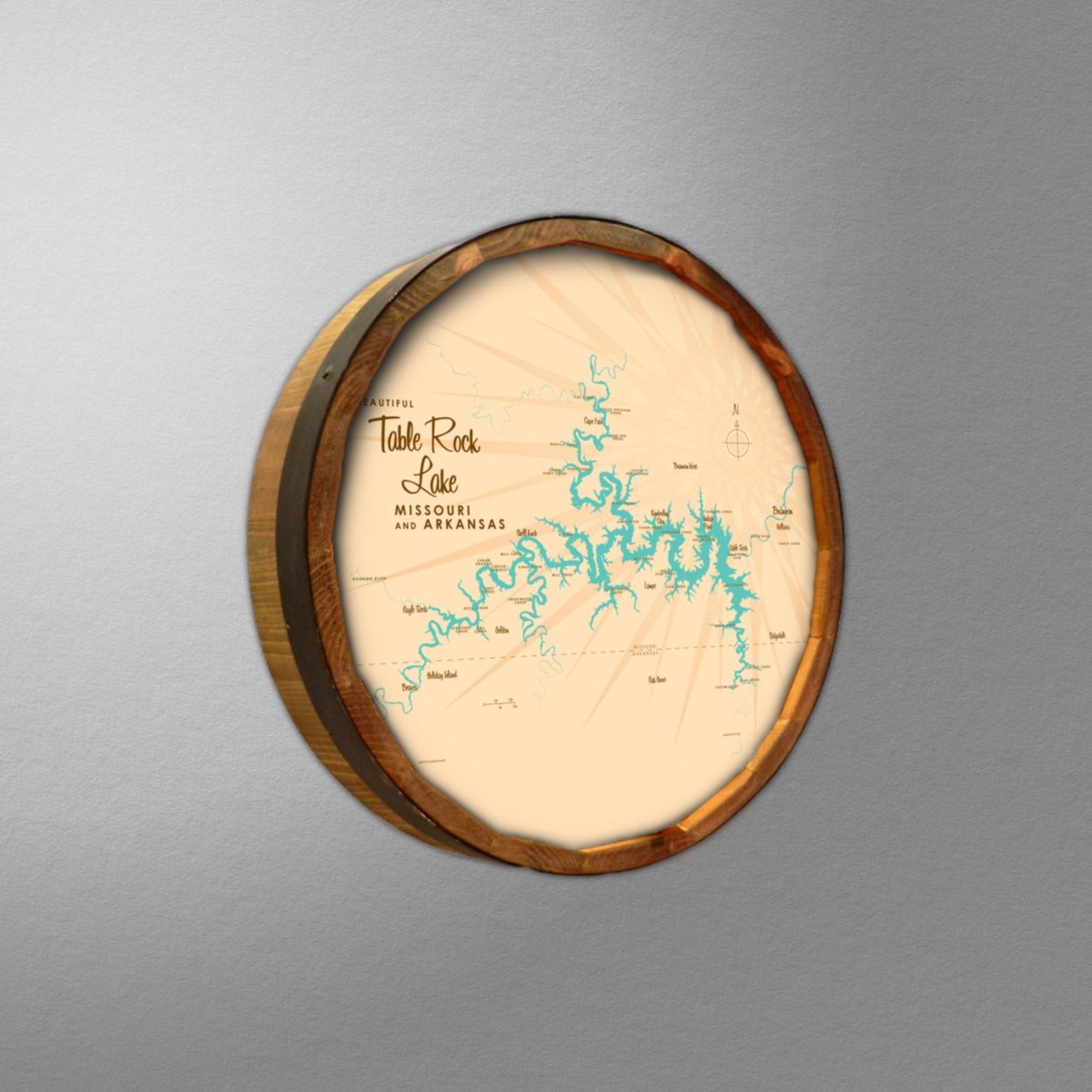 Table Rock Lake Missouri, Barrel End Map Art