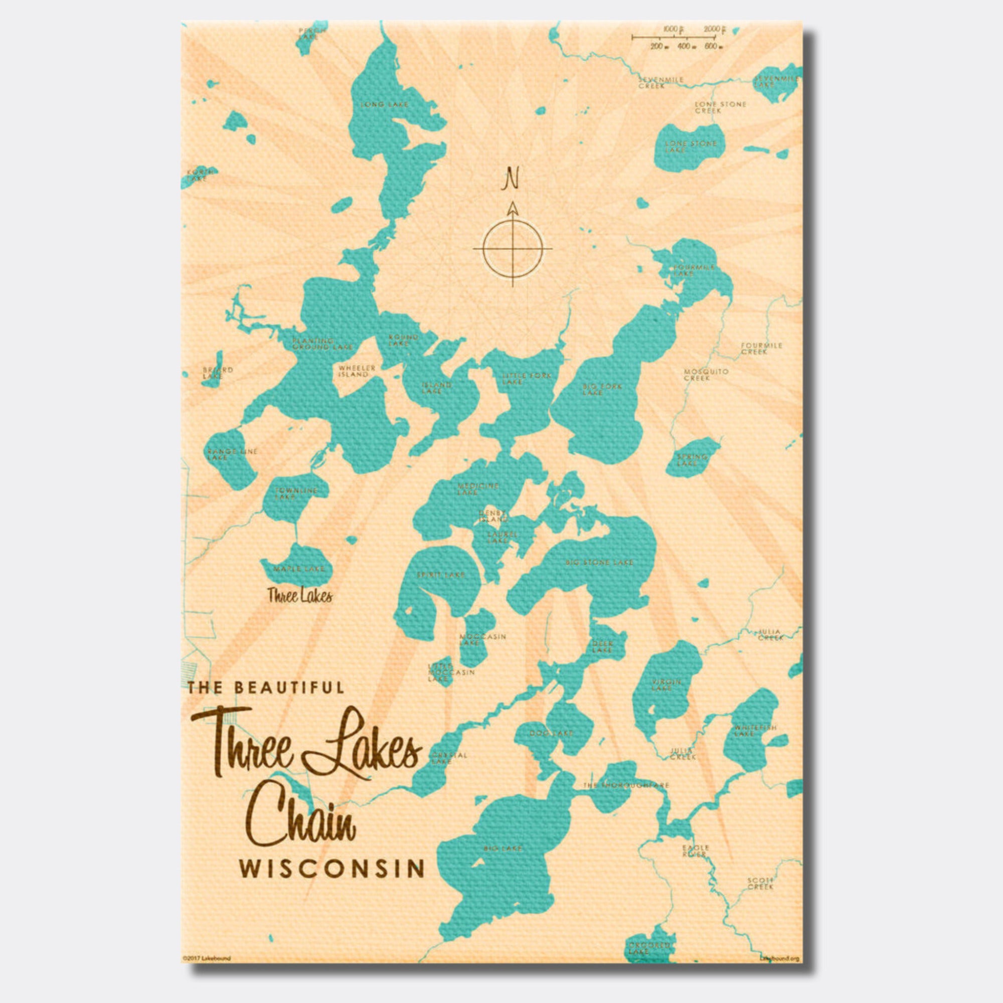 Three Lakes Chain Wisconsin, Canvas Print