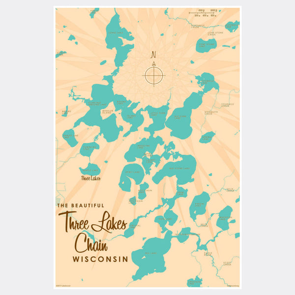 Three Lakes Chain Wisconsin, Paper Print
