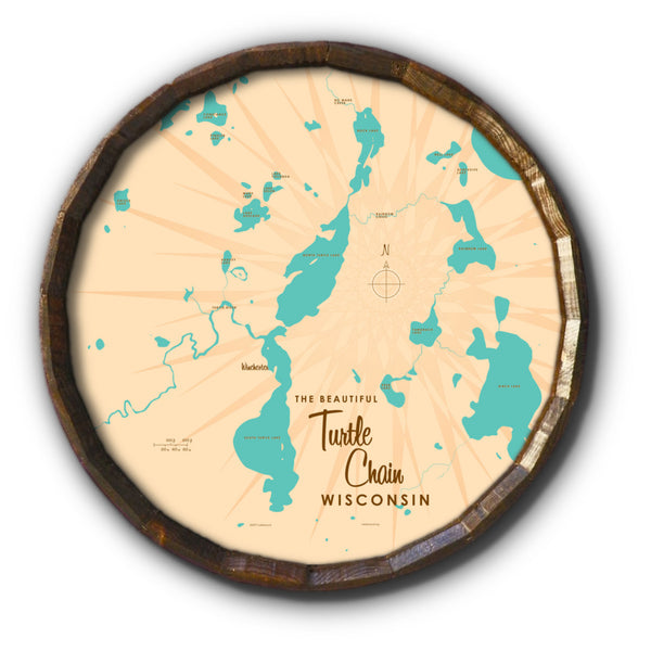 Turtle Chain Wisconsin, Barrel End Map Art