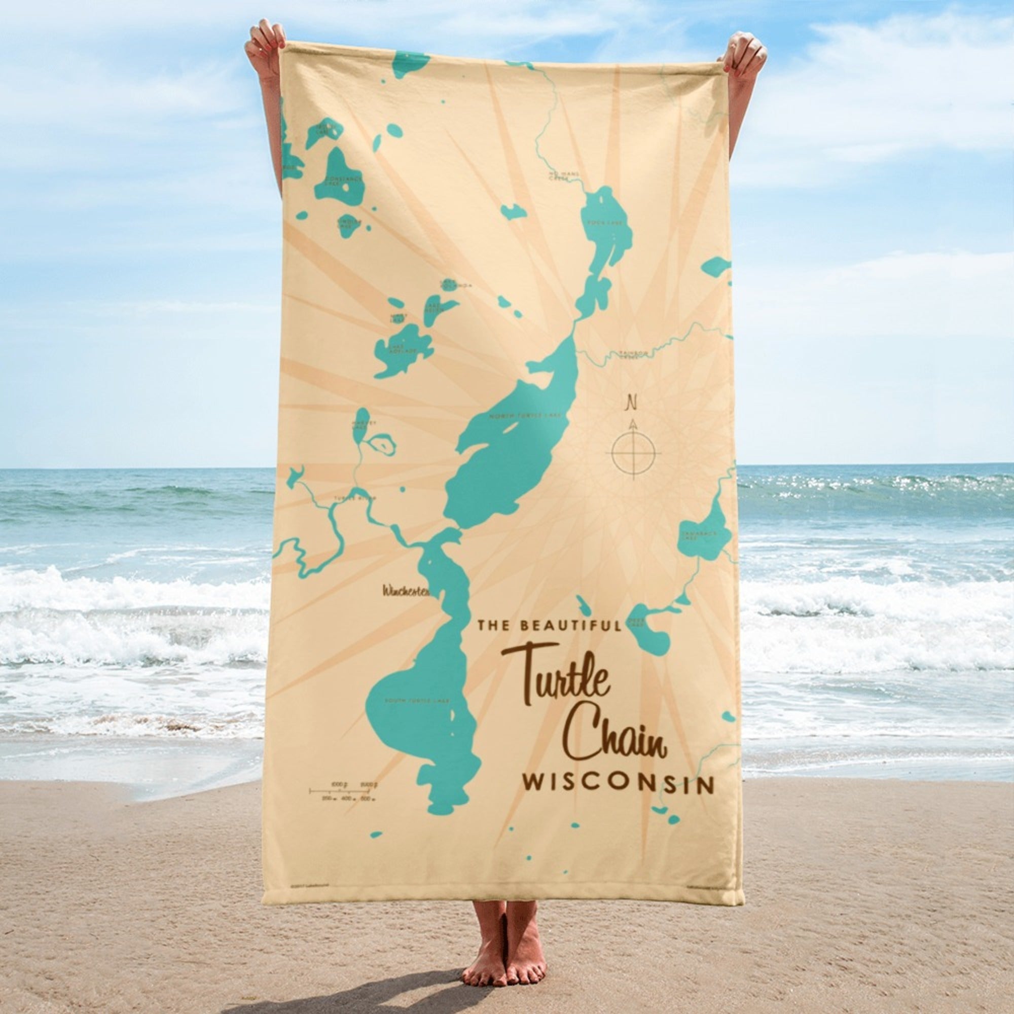 Turtle Chain Wisconsin Beach Towel