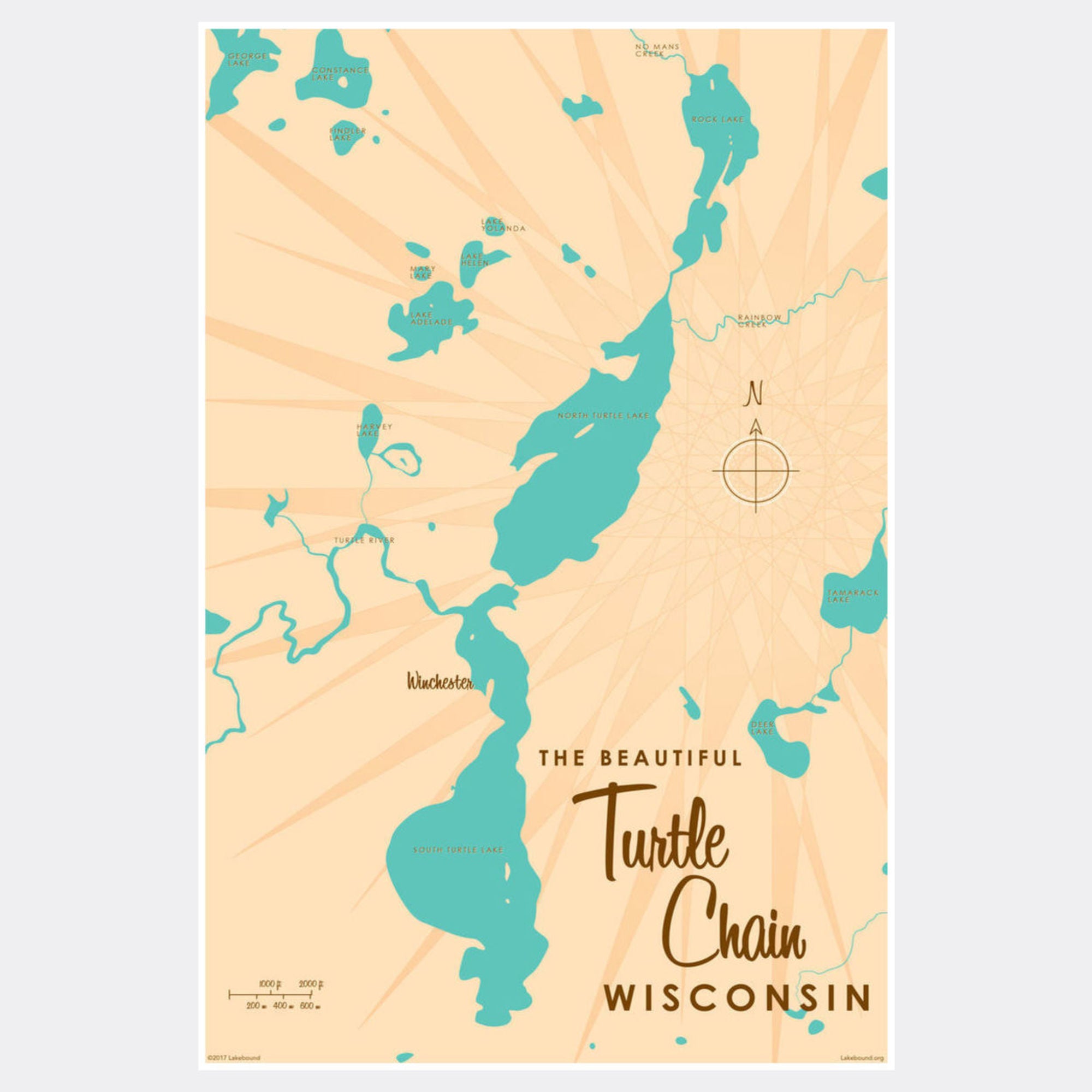 Turtle Chain Wisconsin, Paper Print