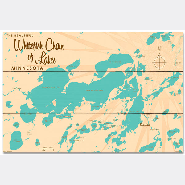 Whitefish Chain Minnesota, Wood Sign Map Art