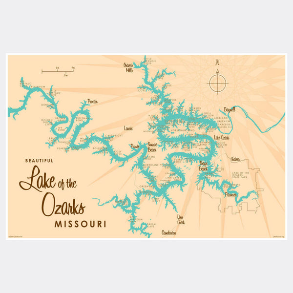 Lake of the Ozarks Missouri (without Mile Markers), Paper Print