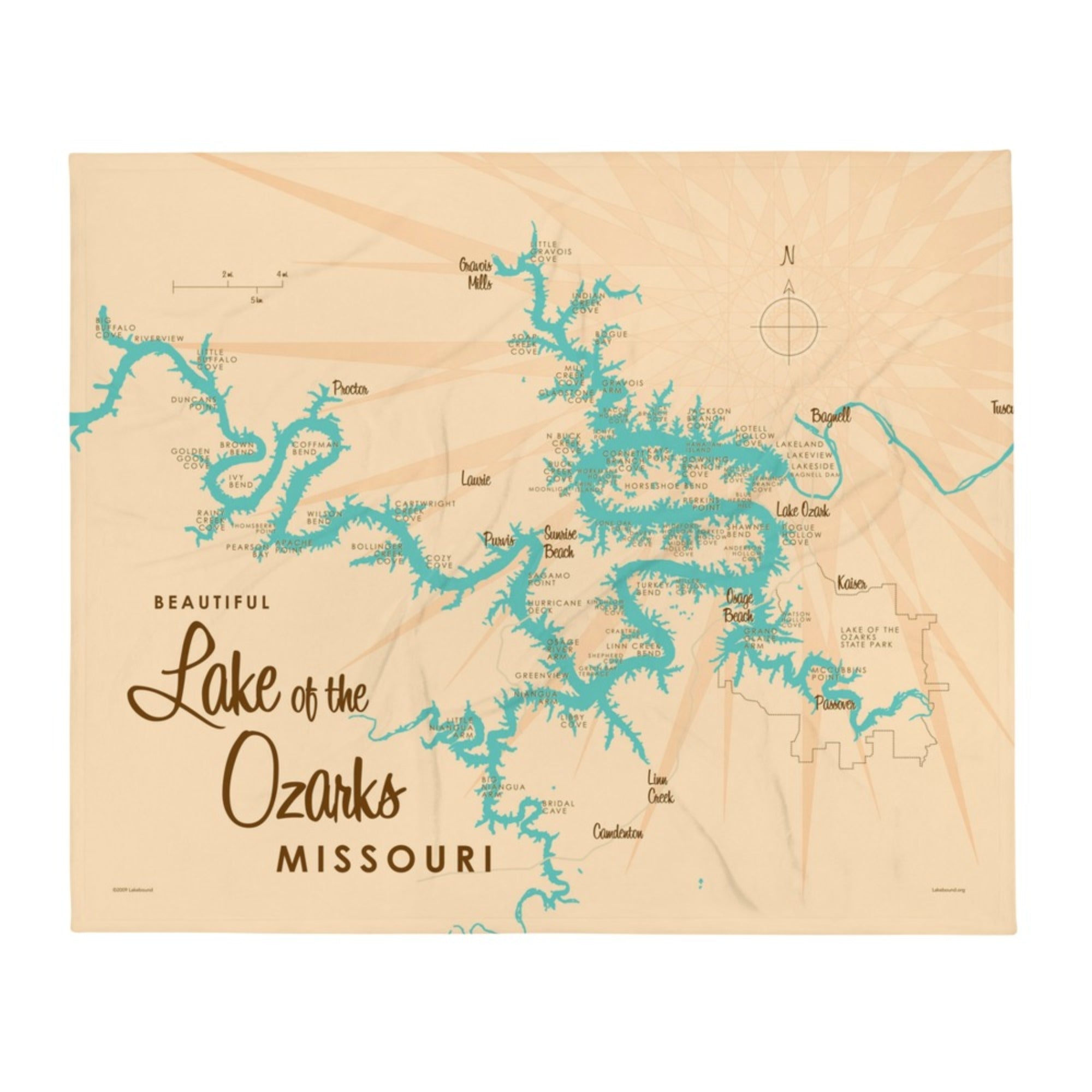 Lake of the Ozarks Missouri (without Mile Markers) Throw Blanket