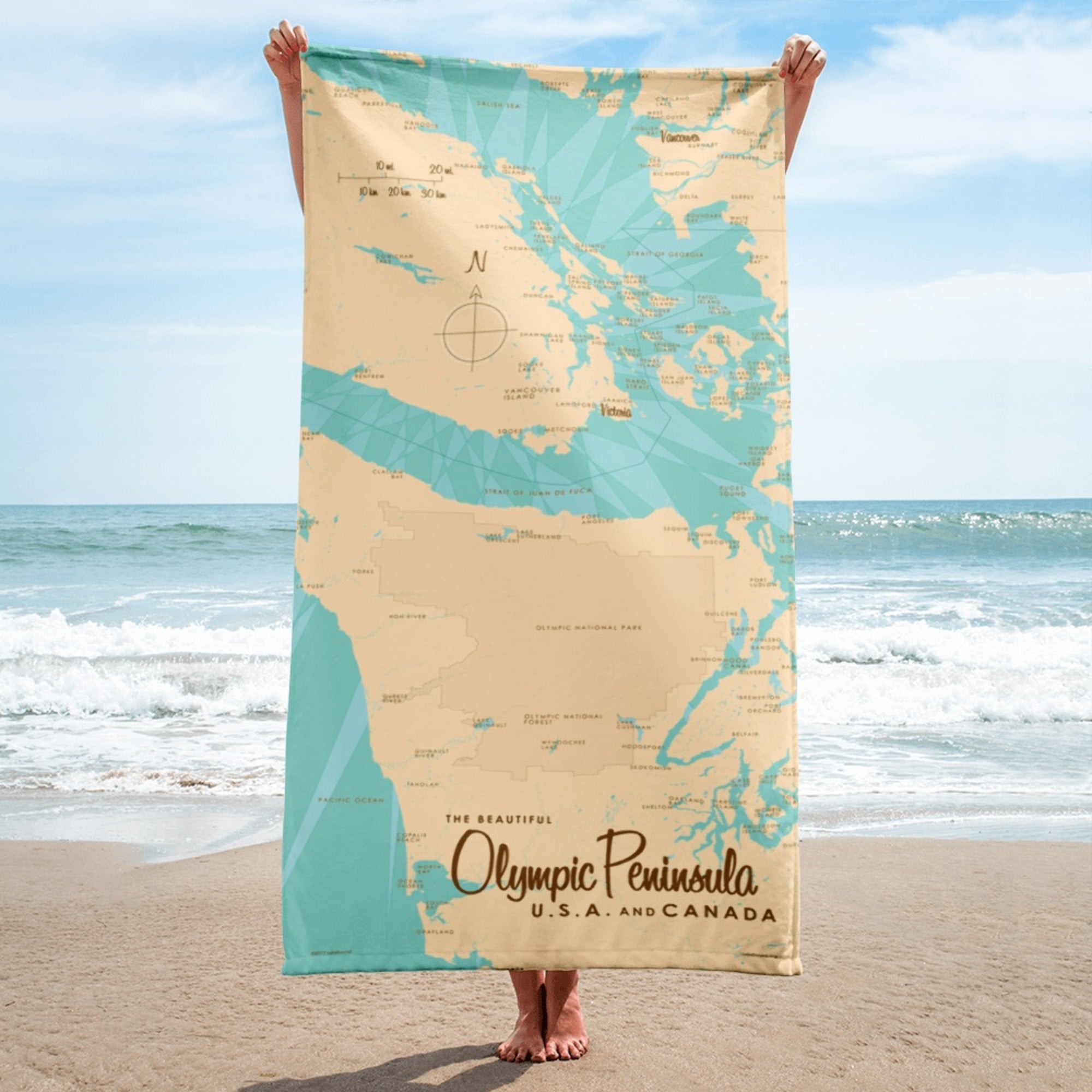 Olympic Peninsula USA Canada Beach Towel