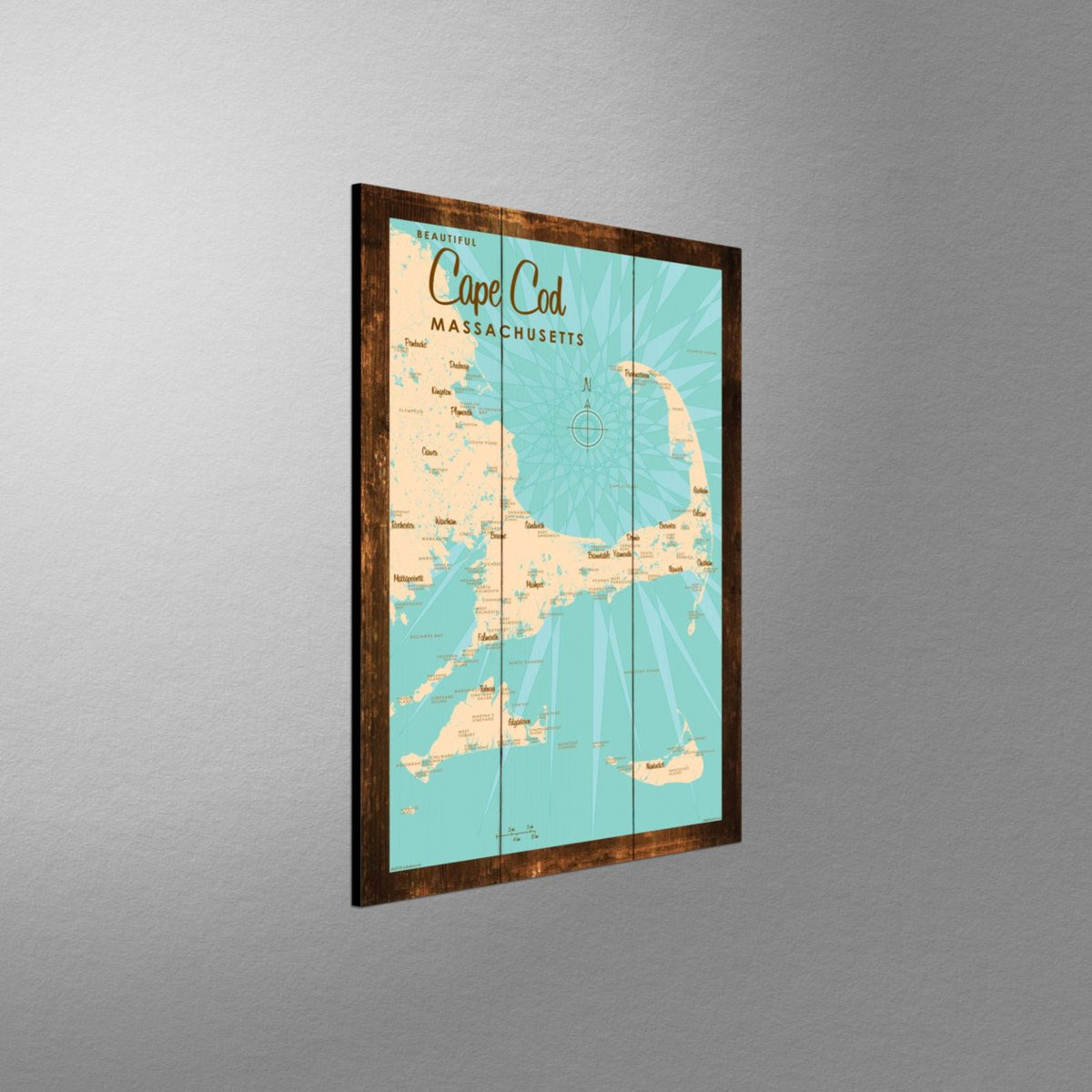 Cape Cod Massachusetts, Rustic Wood Sign Map Art – Lakebound®