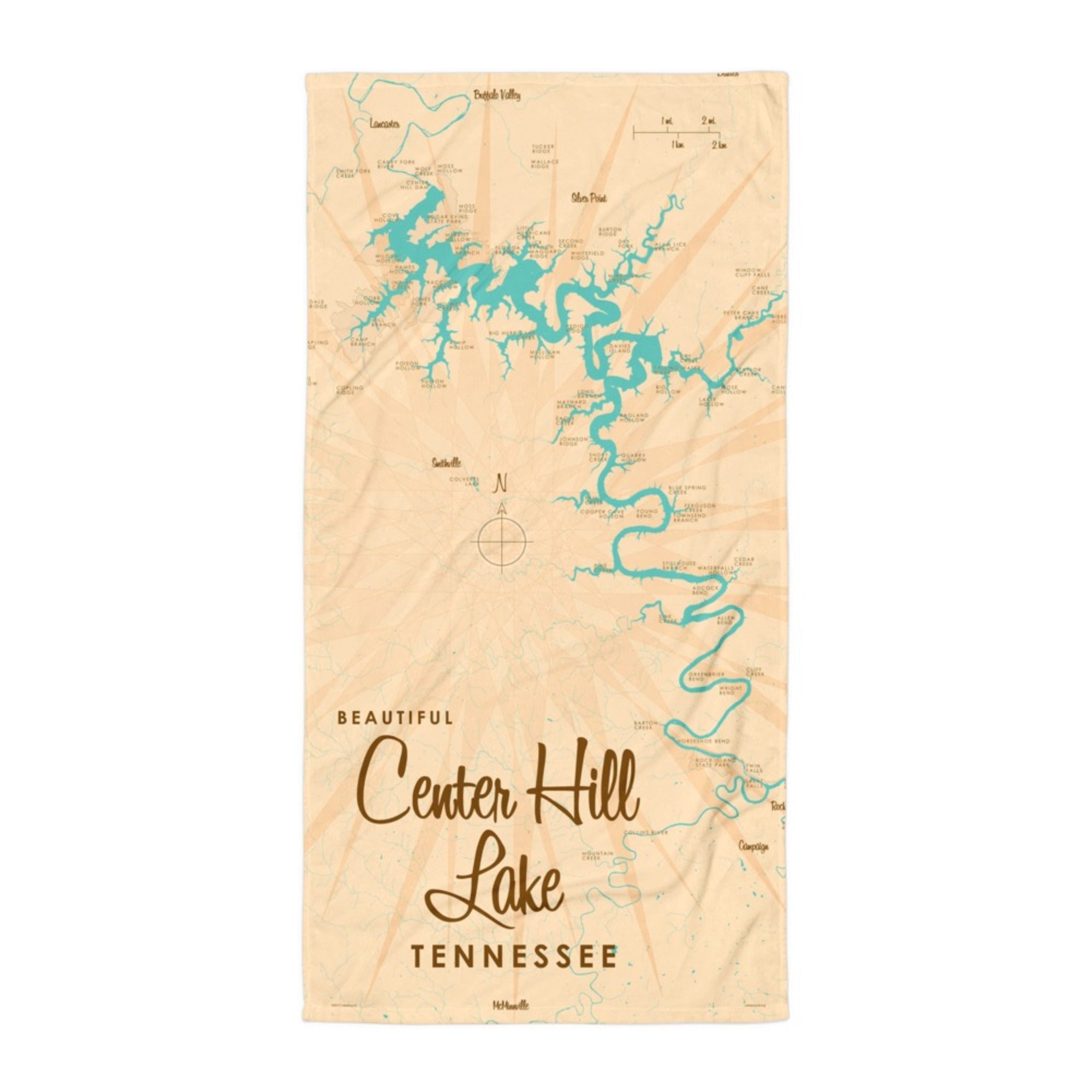 Center Hill Lake Tennessee Beach Towel