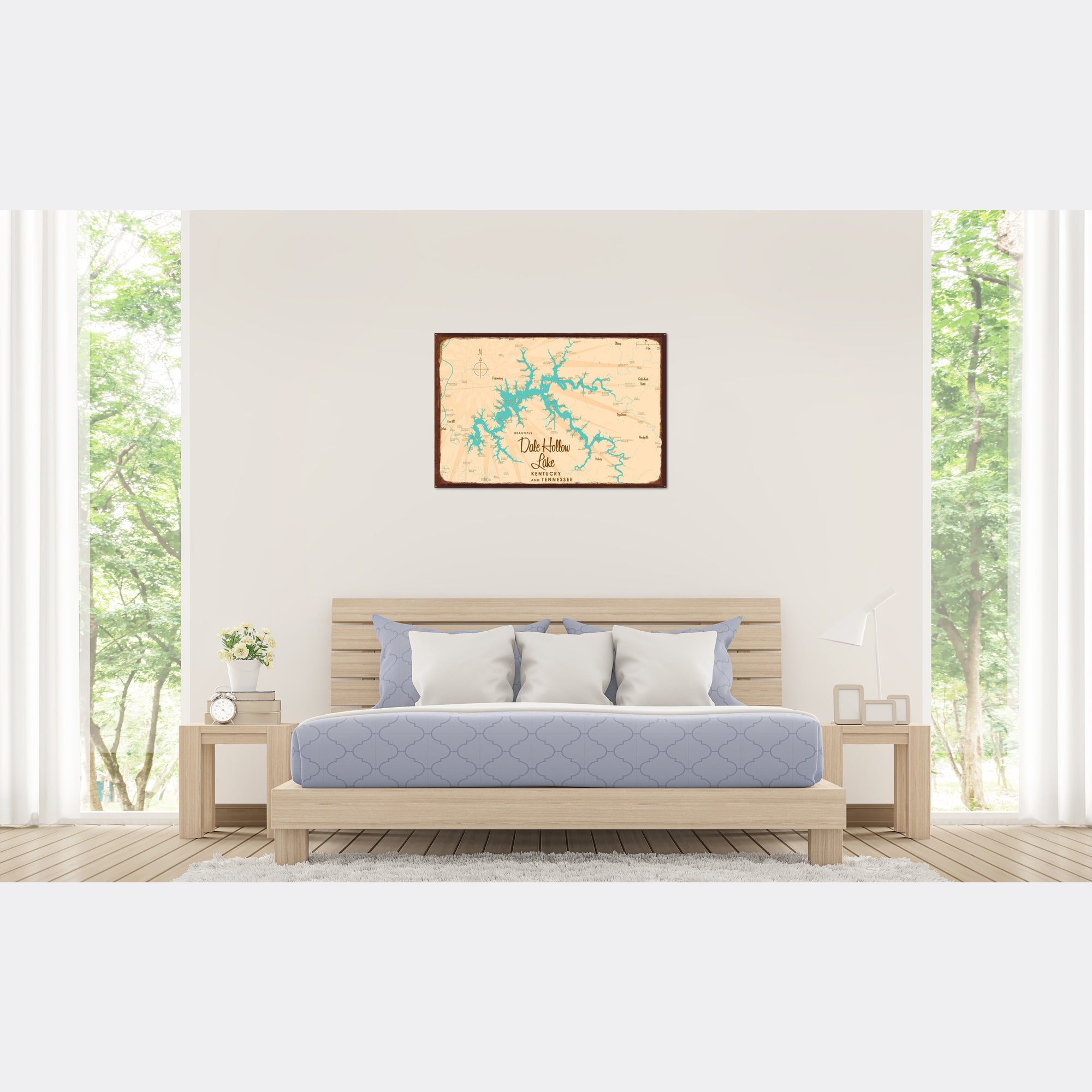 Dale Hollow Lake Kentucky Tennessee, Rustic Metal Sign Map Art