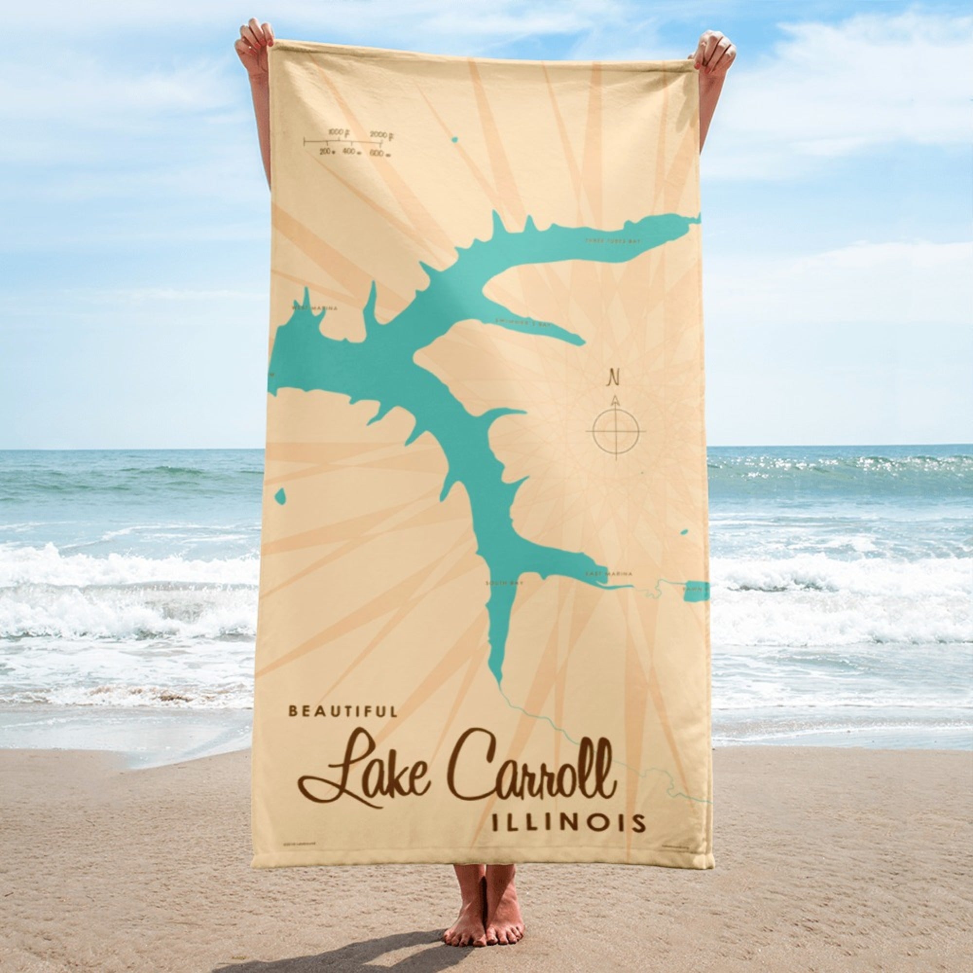 Lake Carroll Illinois Beach Towel