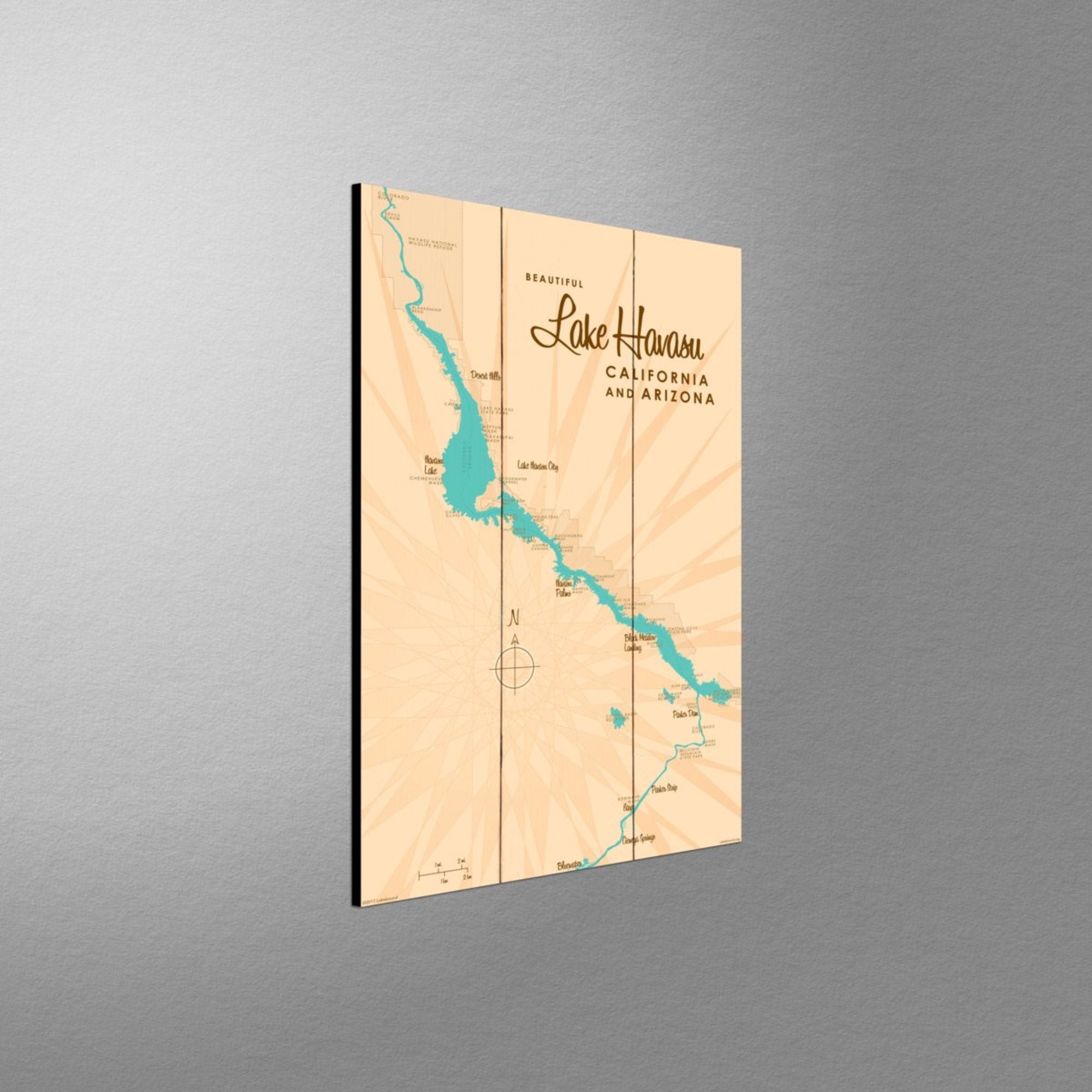 Lake Havasu, California & Arizona, Wood Sign Map Art