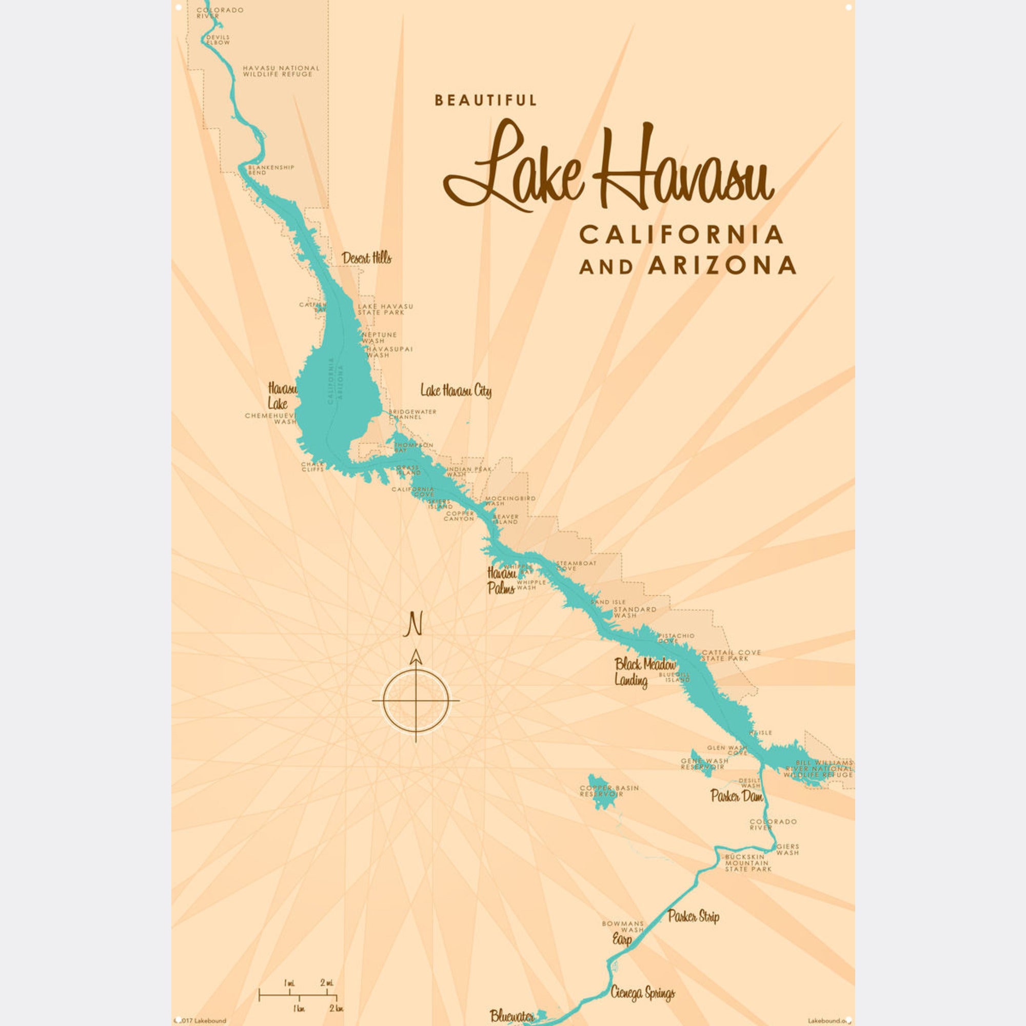 Lake Havasu California Arizona, Metal Sign Map Art
