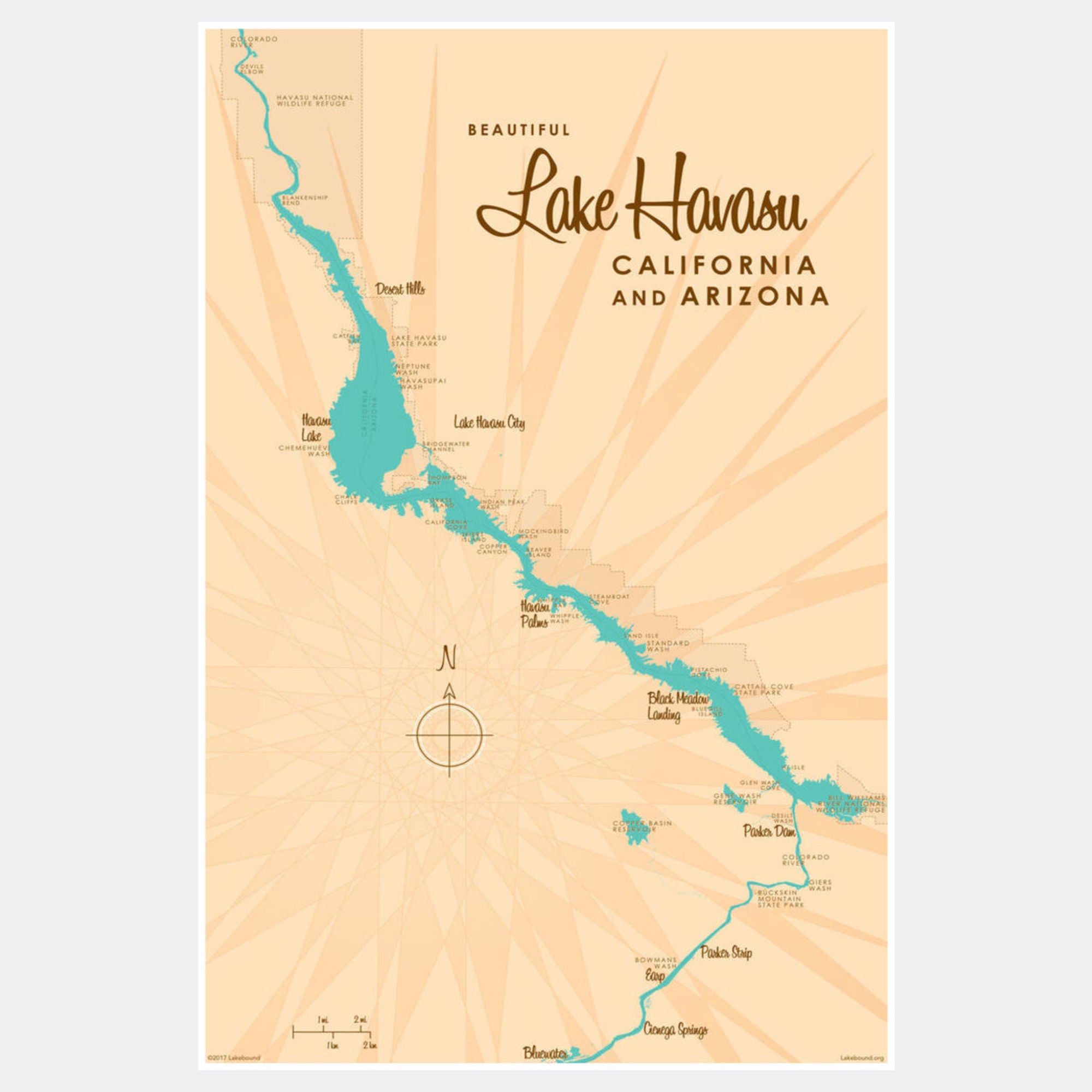 Lake Havasu, California & Arizona, Paper Print
