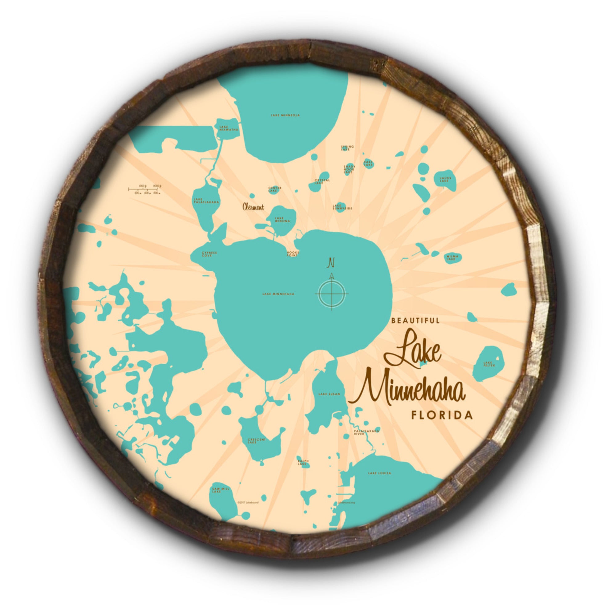 Lake Minnehaha, Florida, Barrel End Map Art