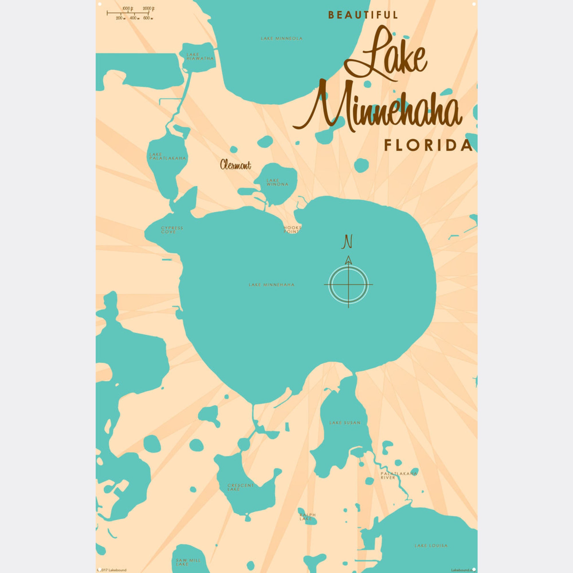 Lake Minnehaha Florida, Metal Sign Map Art