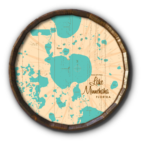 Lake Minnehaha, Florida, Rustic Barrel End Map Art