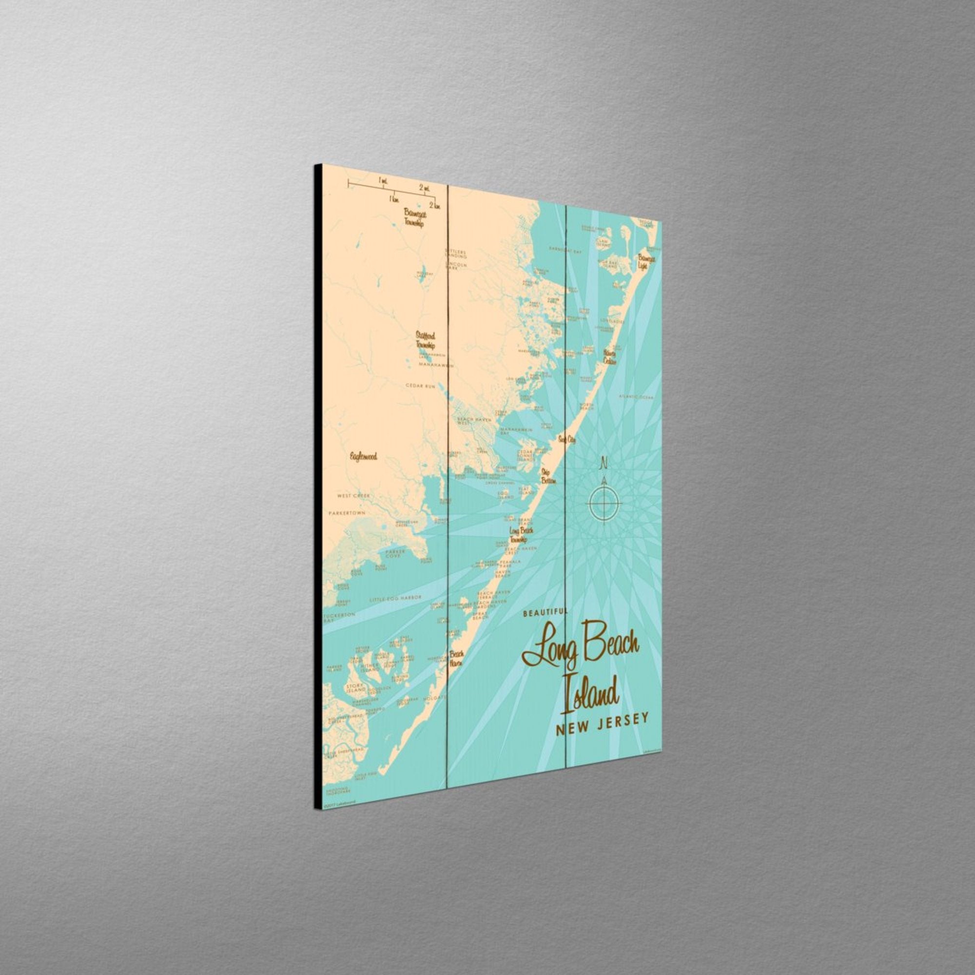 Long Beach Island, New Jersey, Wood Sign Map Art
