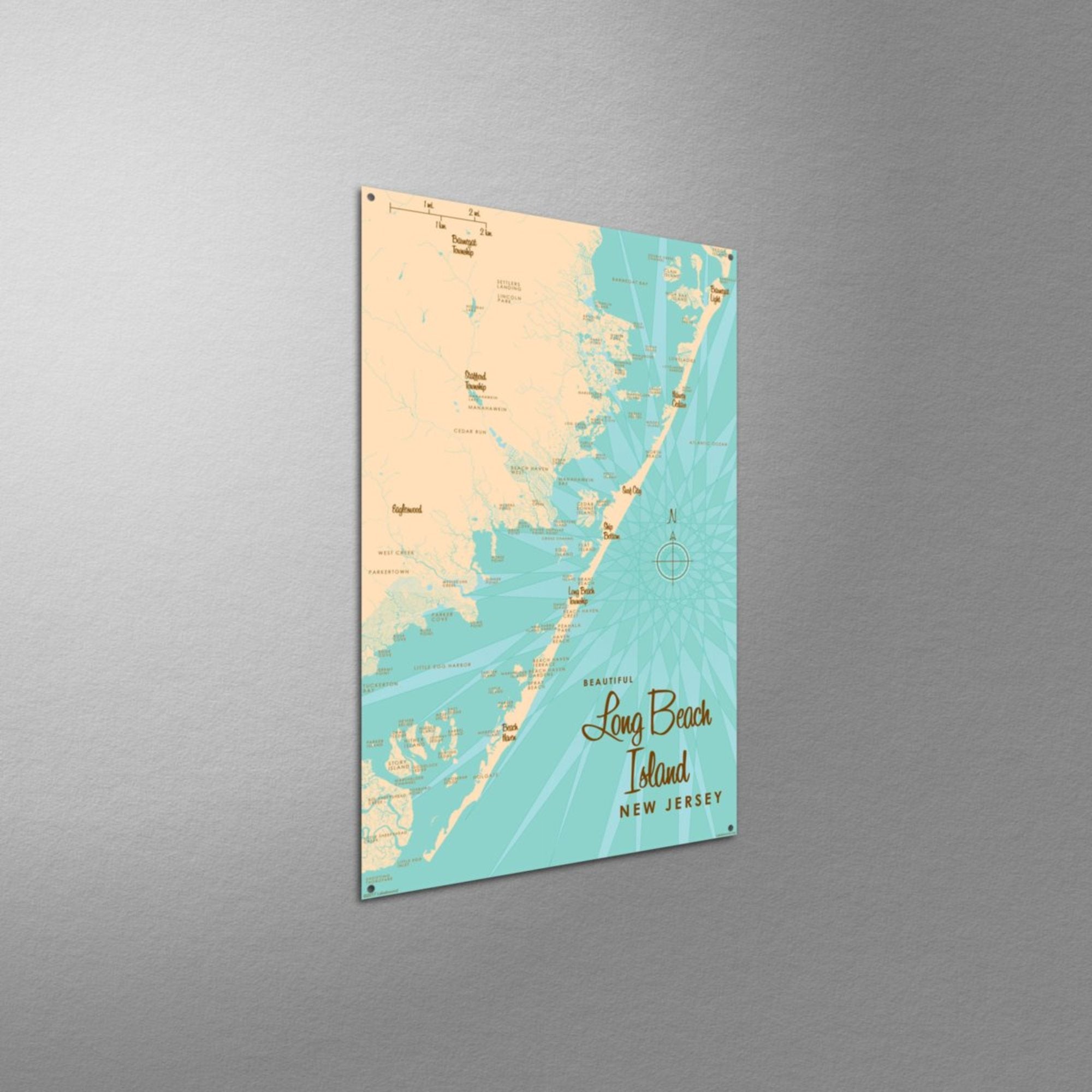 Long Beach Island New Jersey, Metal Sign Map Art