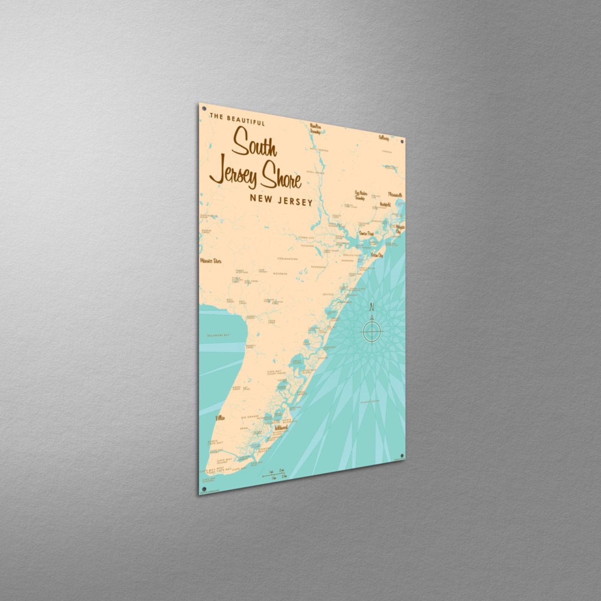 South Jersey Shore New Jersey, Metal Sign Map Art