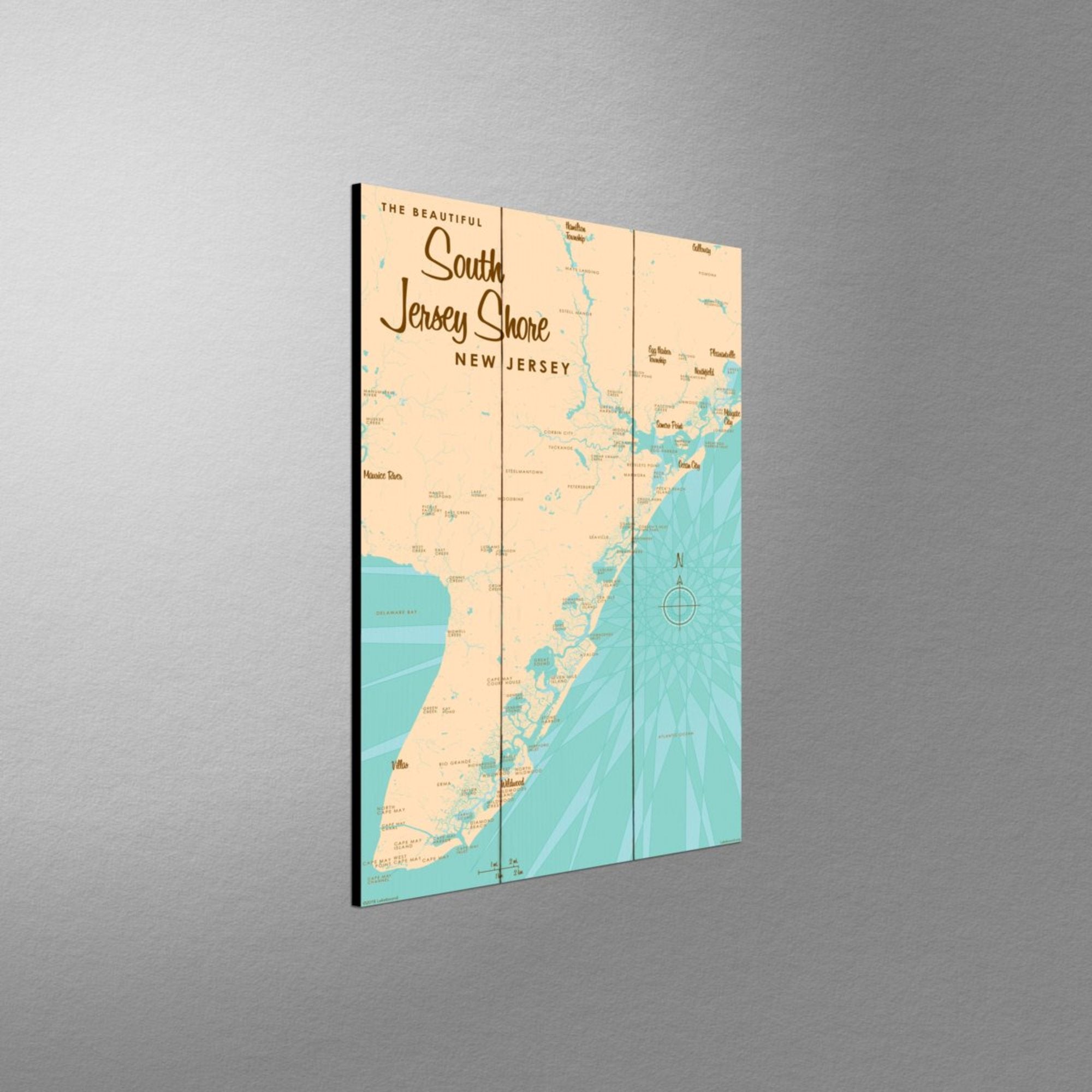 South Jersey Shore, Wood Sign Map Art
