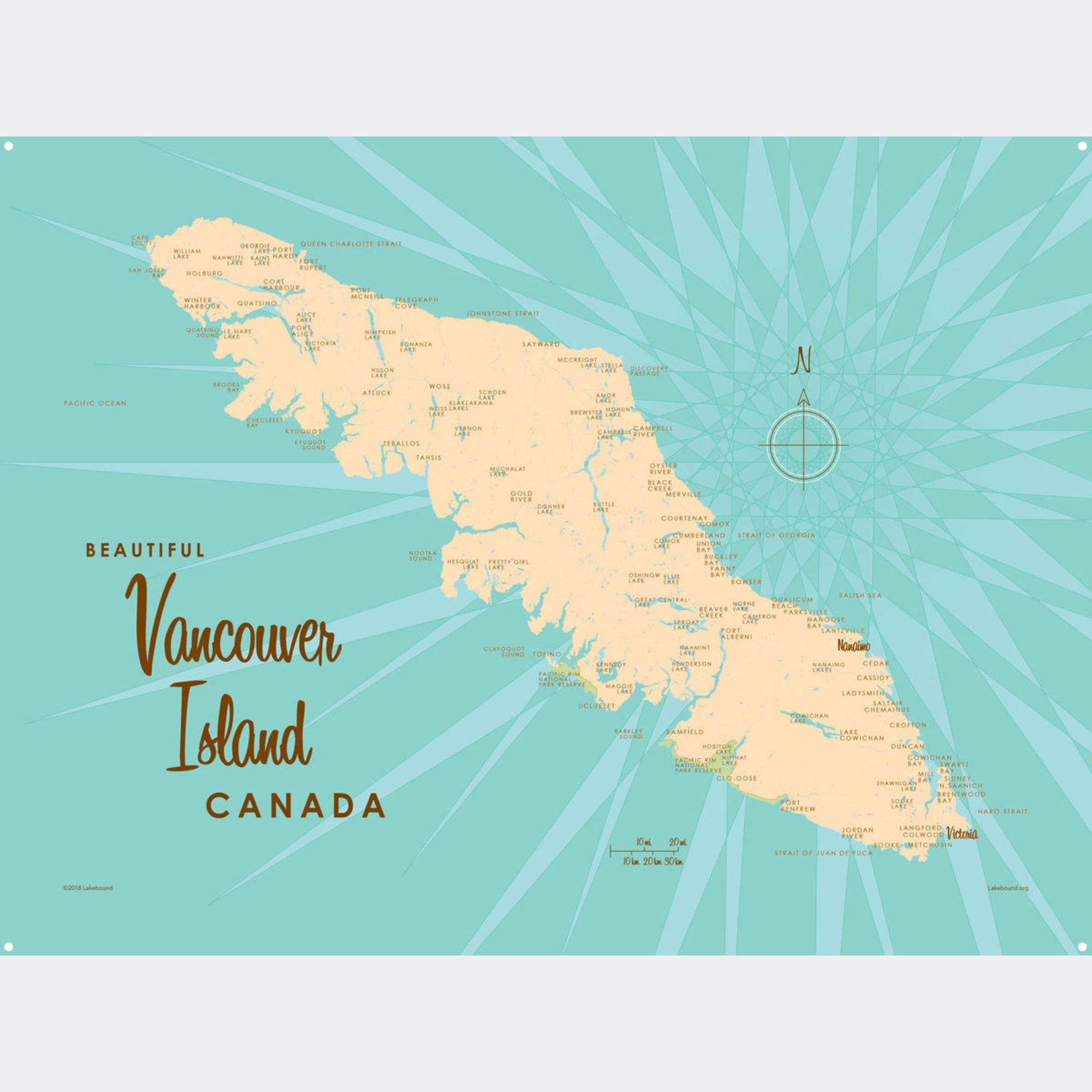 Vancouver Island Canada, Metal Sign Map Art