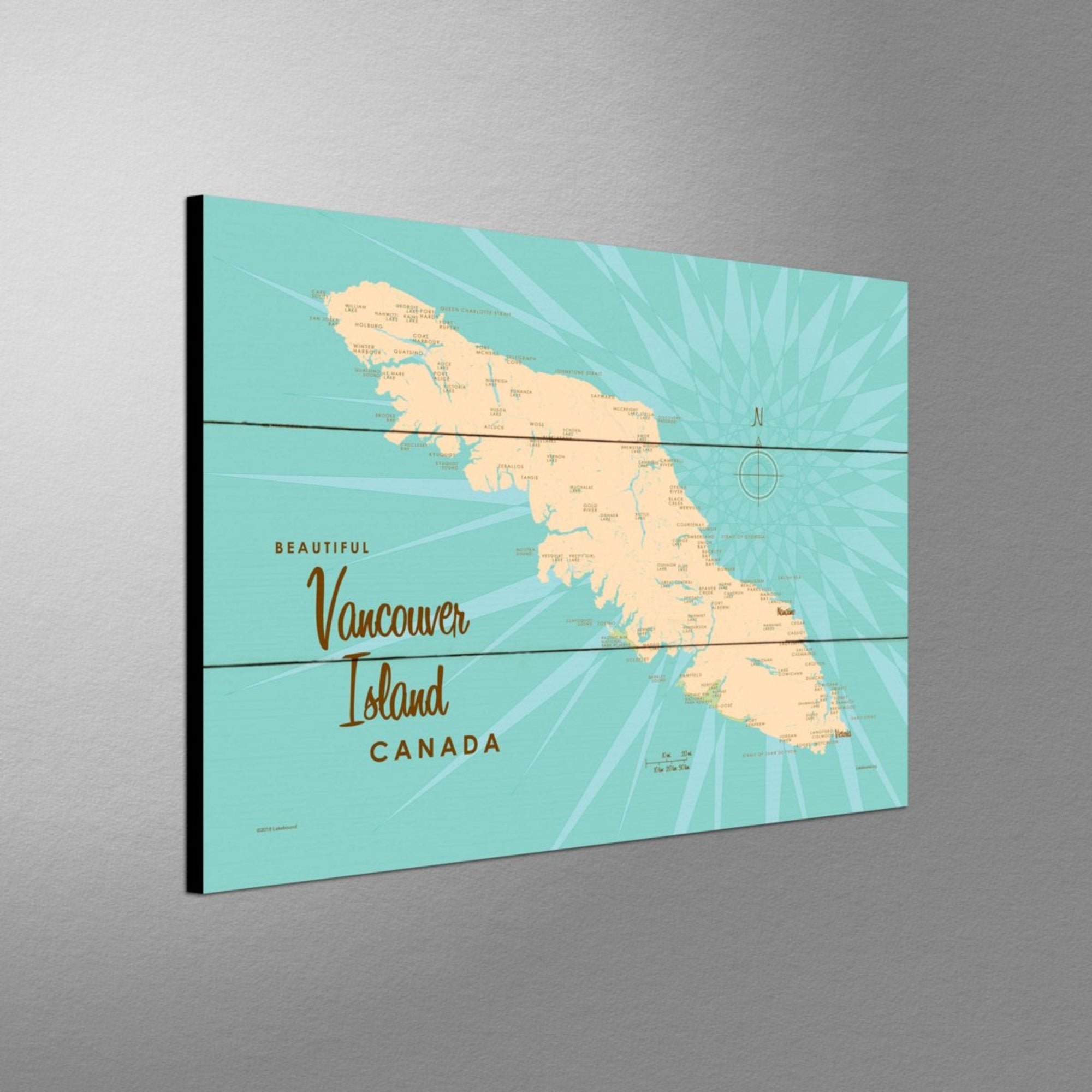Vancouver Island, Canada, Wood Sign Map Art