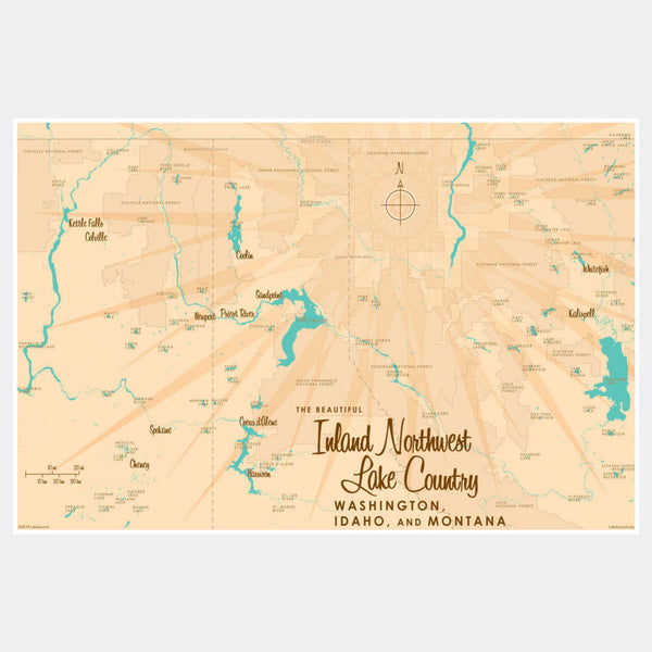 Inland Northwest Lake Country WA ID Montana, Paper Print