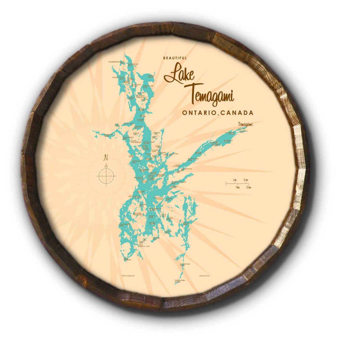 Lake Temagami Ontario Barrel End Map Art Lakebound   LB 20290 Sq 1f3bd855 D070 43eb 8580 E11527b23da7 1200x1200 