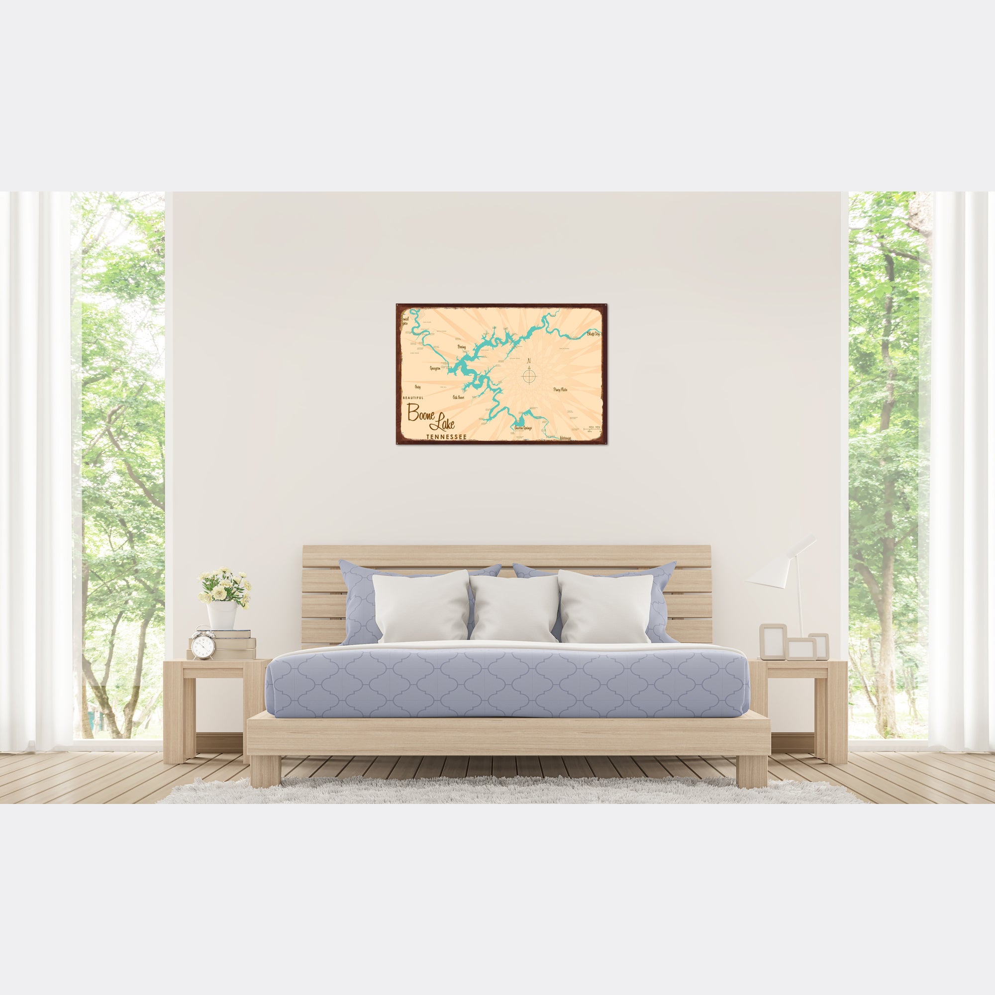 Boone Lake Tennessee, Rustic Metal Sign Map Art