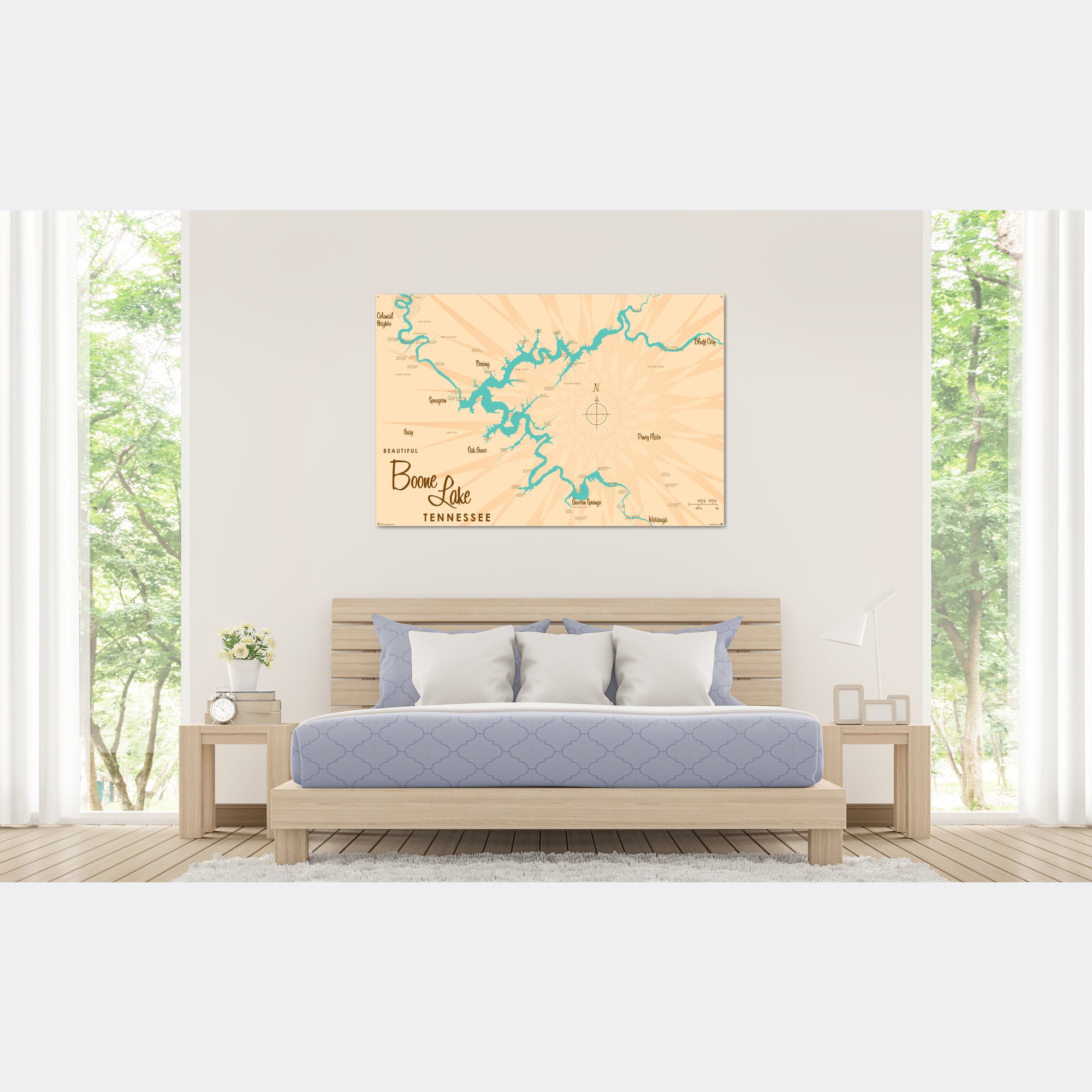 Boone Lake Tennessee, Metal Sign Map Art
