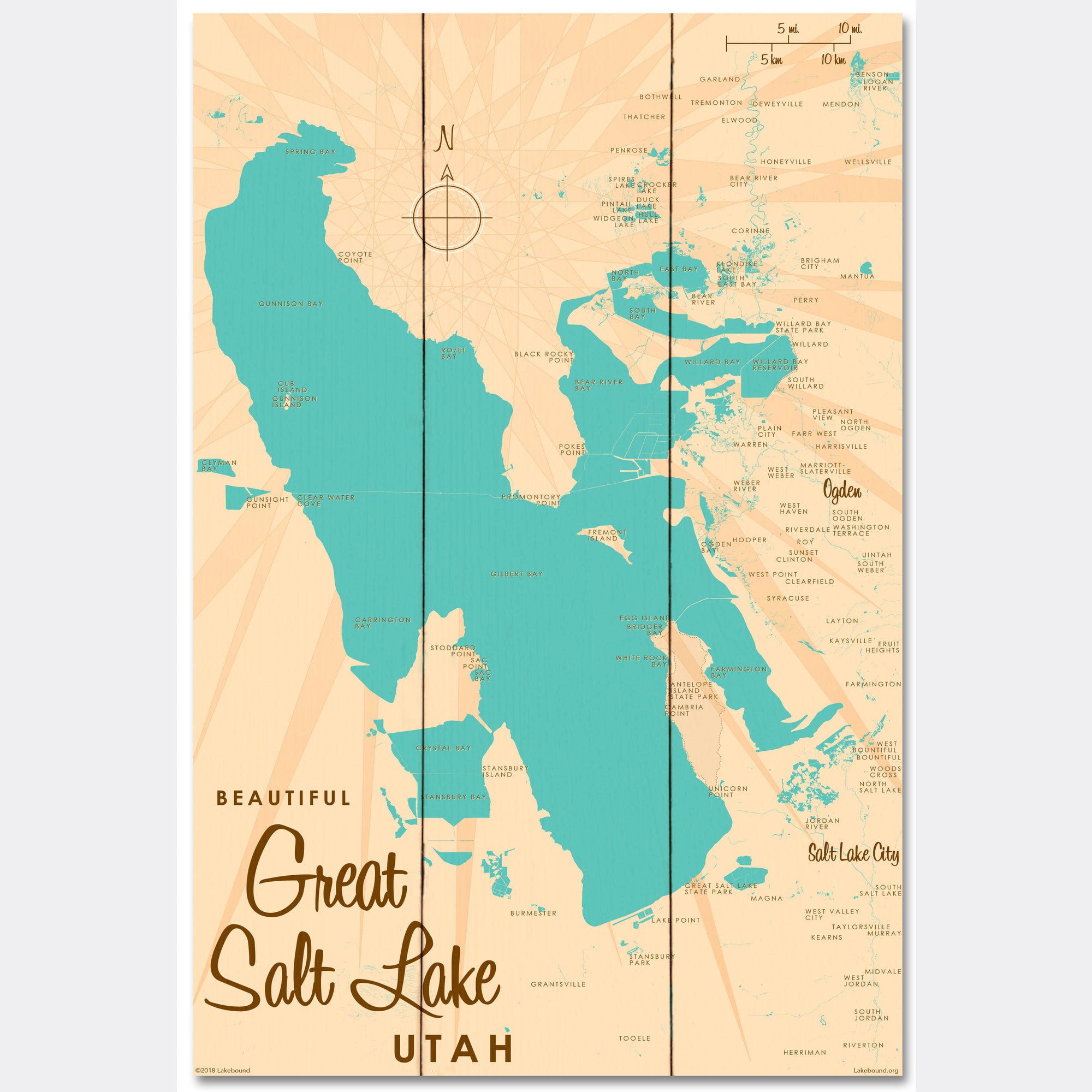 Great Salt Lake Utah, Wood Sign Map Art