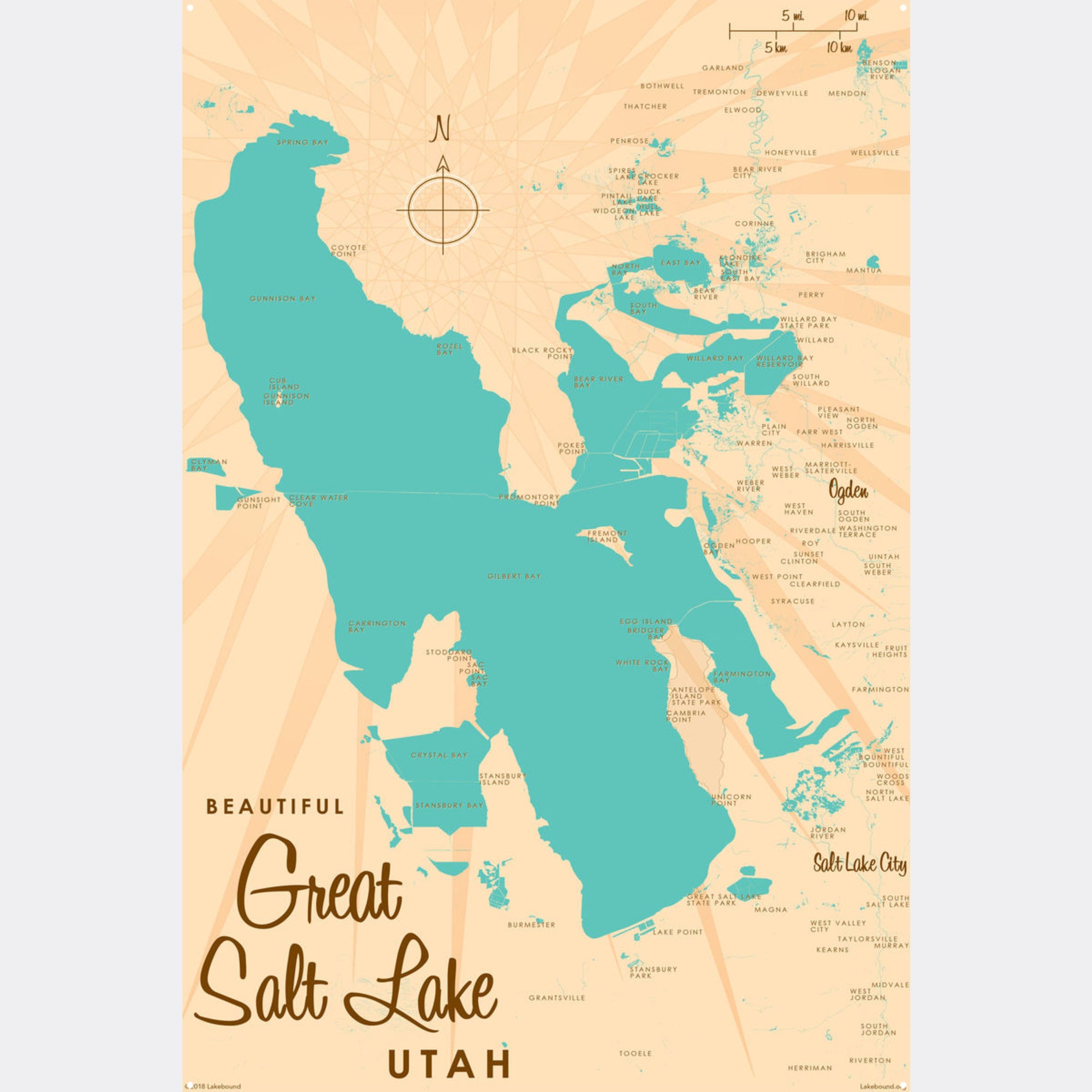 Great Salt Lake Utah, Metal Sign Map Art
