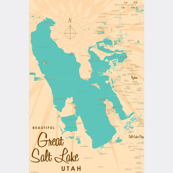 Great Salt Lake Utah, Metal Sign Map Art