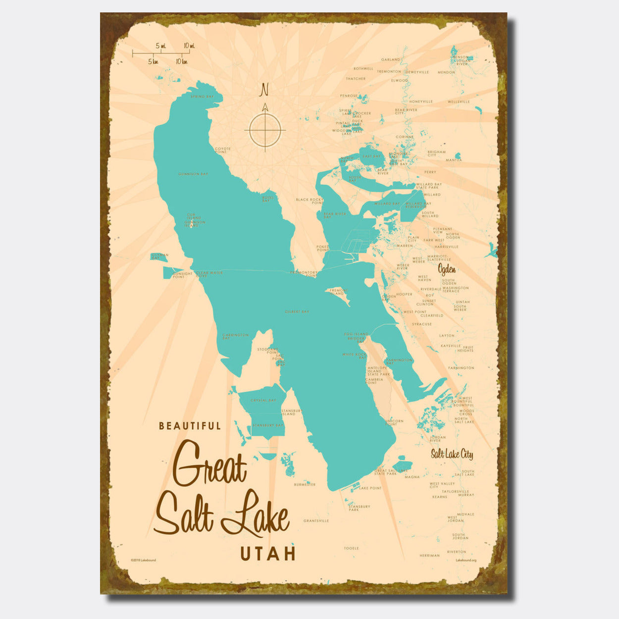 Great Salt Lake Utah, Sign Map Art
