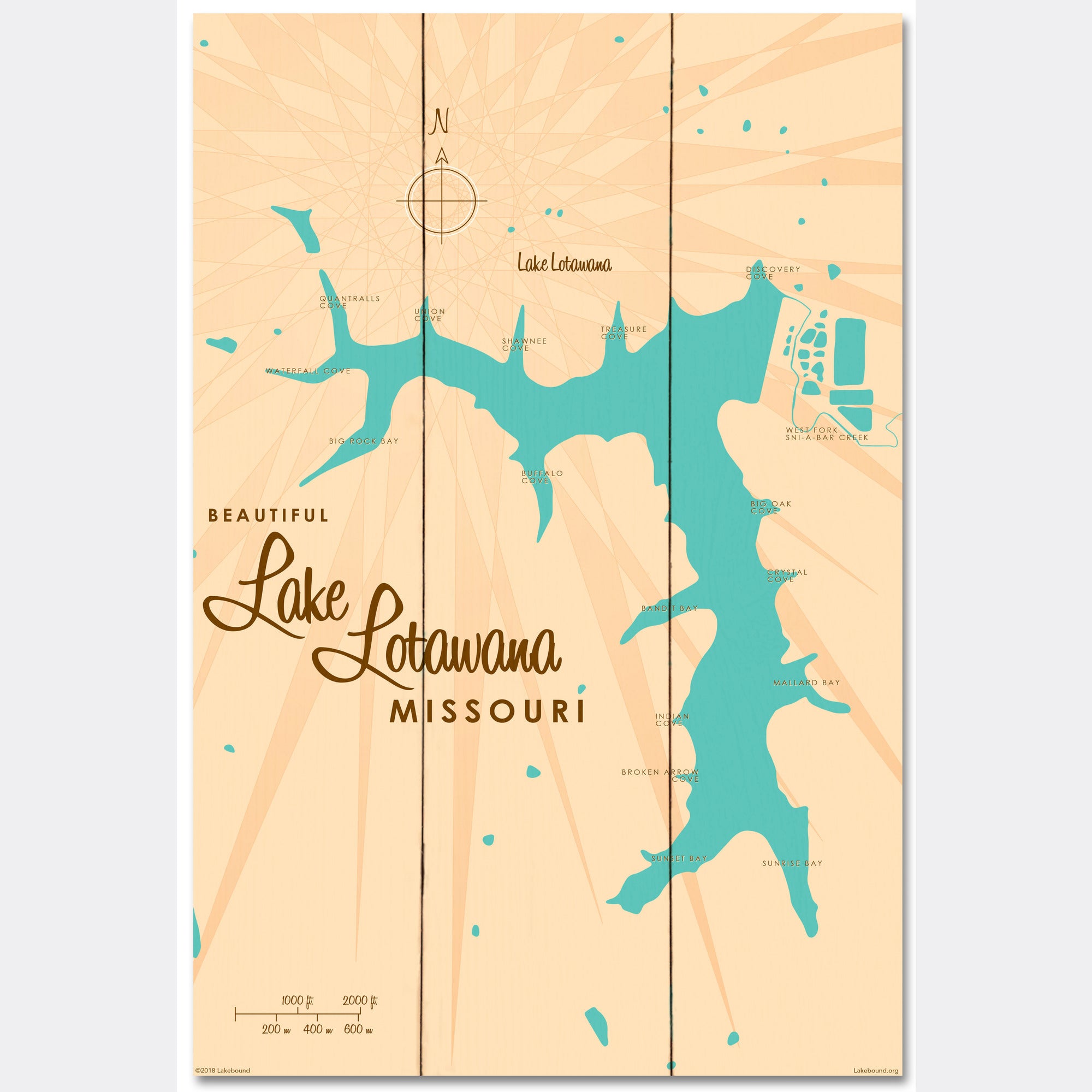 Lake Lotawana Missouri, Wood Sign Map Art