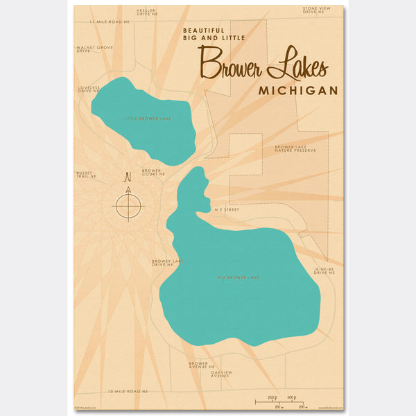 Big and Little Brower Lakes Michigan, Canvas Print
