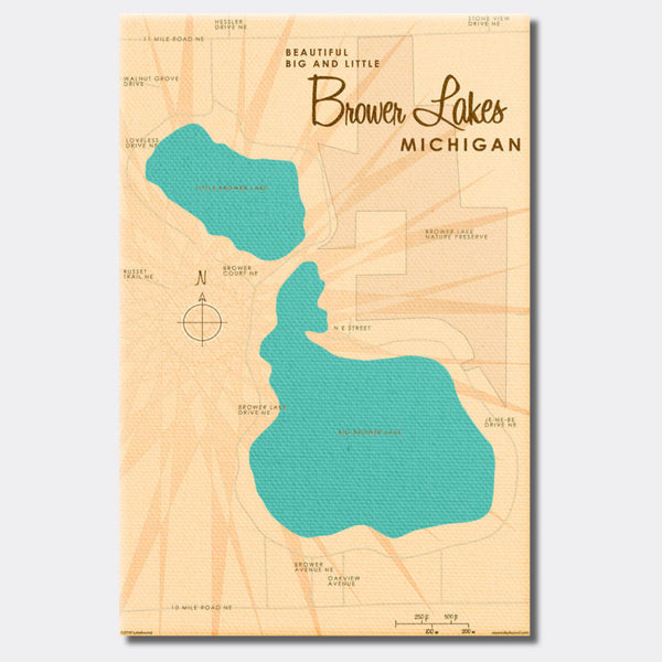 Big and Little Brower Lakes Michigan, Canvas Print