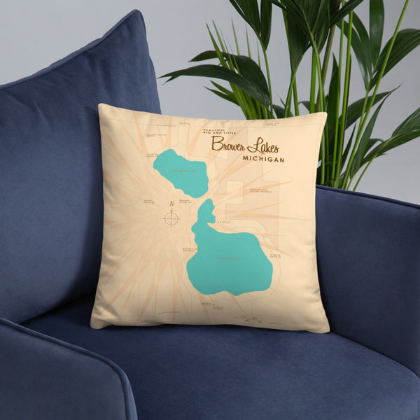Big and Little Brower Lakes Michigan Pillow